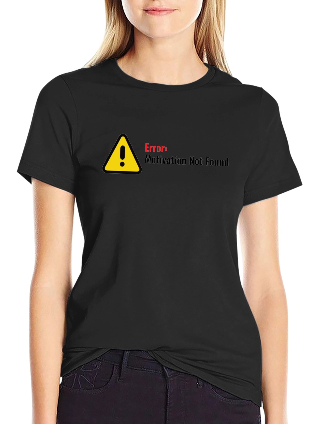 Black Error Motivation Not Found Black T-Shirt view 2
