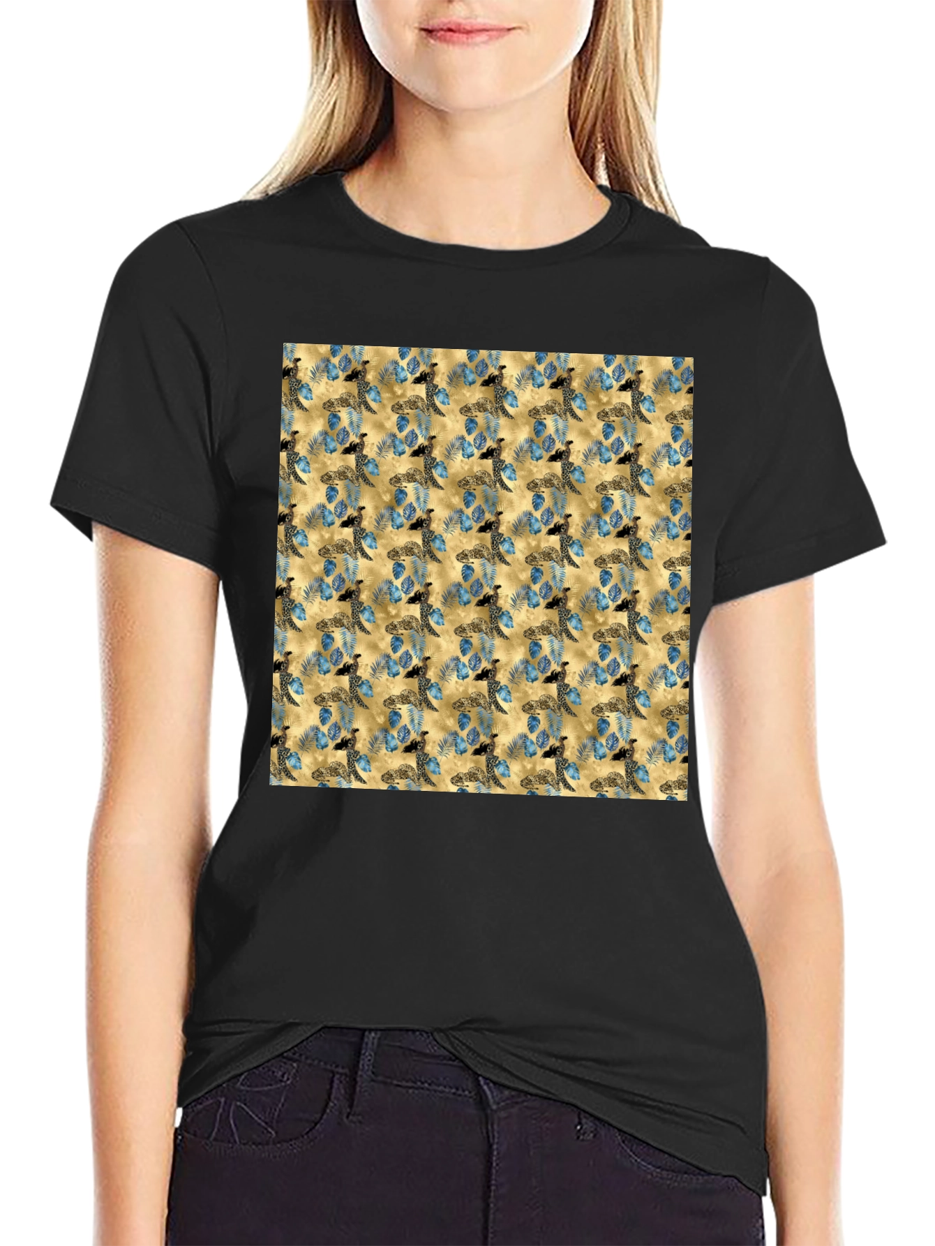 Black Turtle Pattern Black T-Shirt view 2