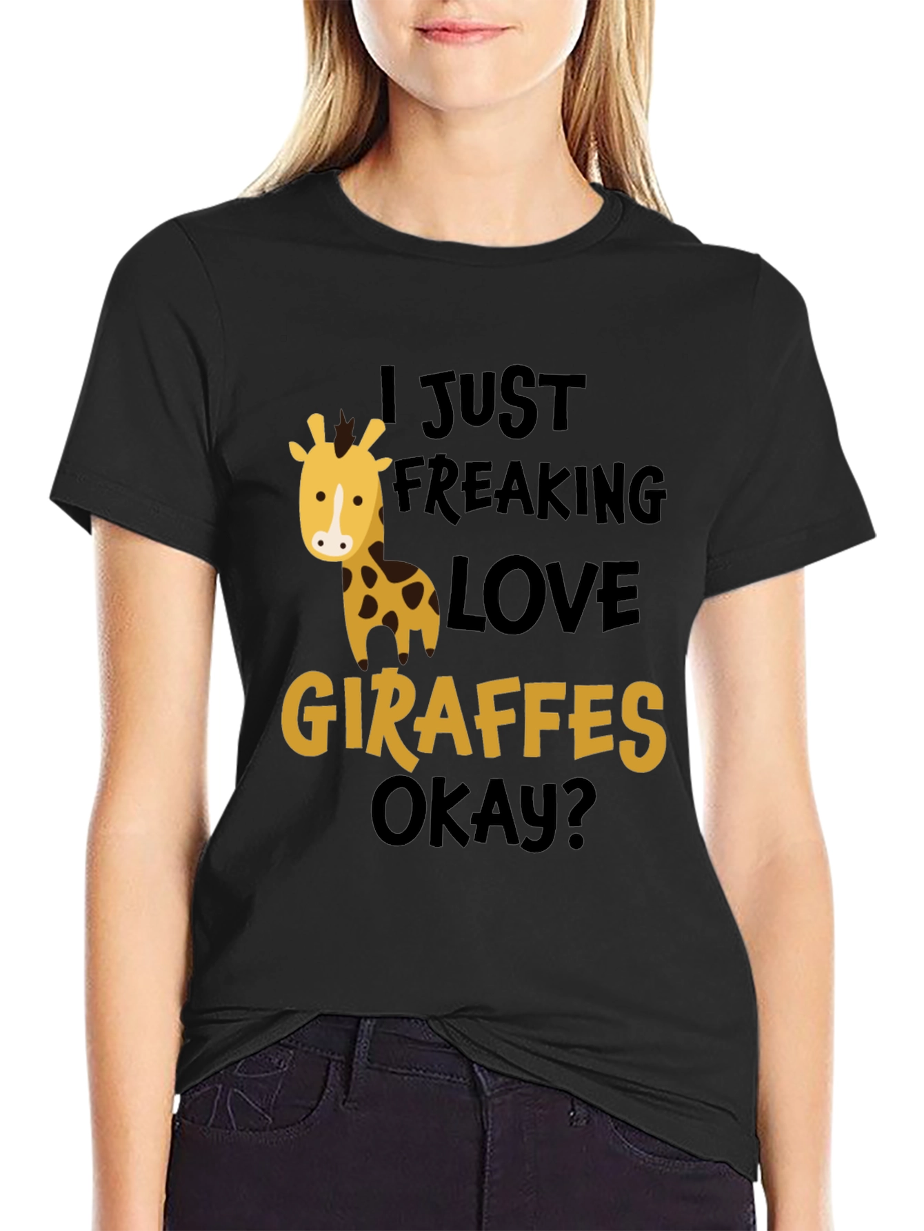 Black I Just Freaking Love Giraffes T-Shirt view 2