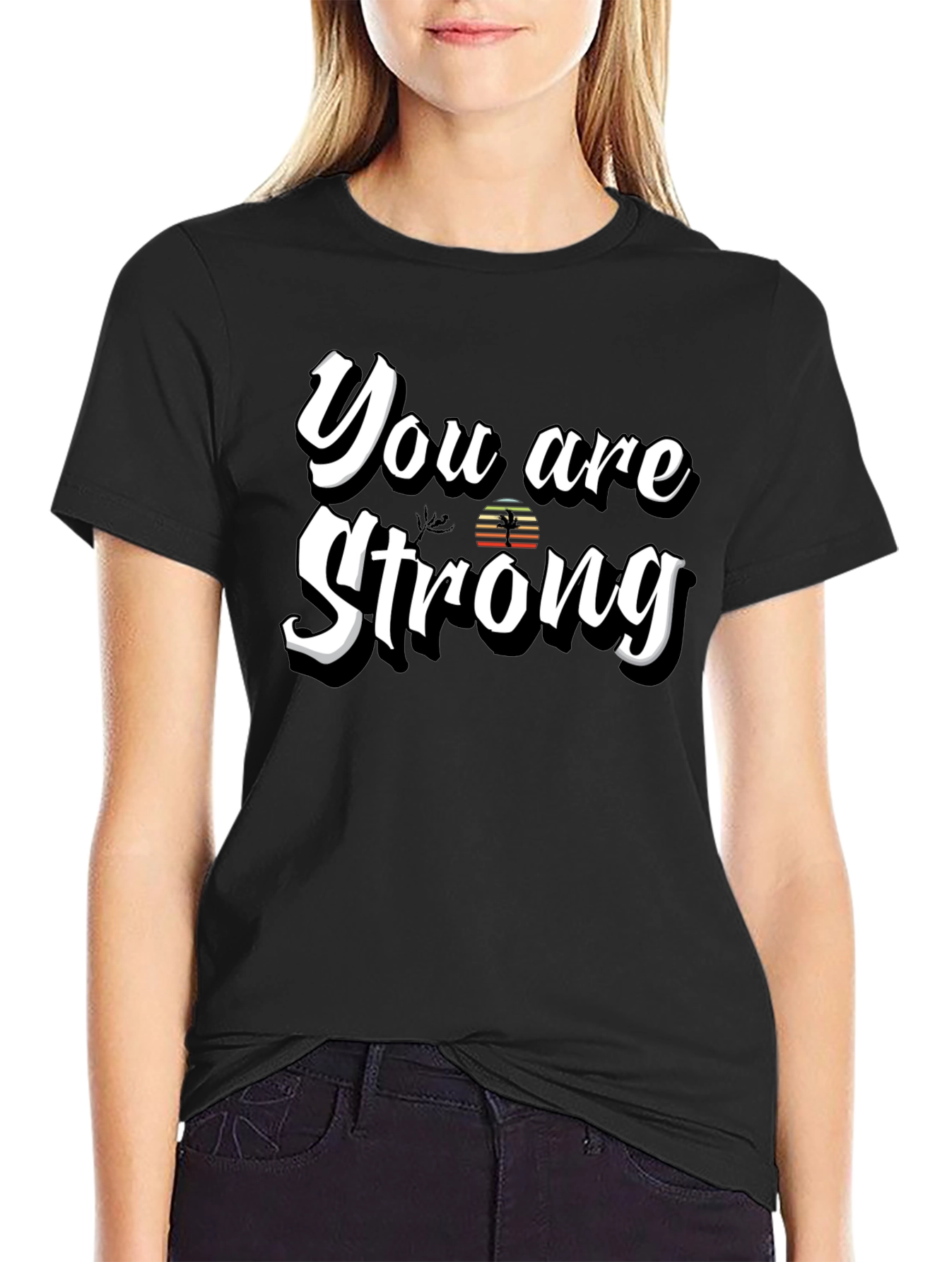 Black You Are Strong Graphic T-Shirt - Motivational Design view 2