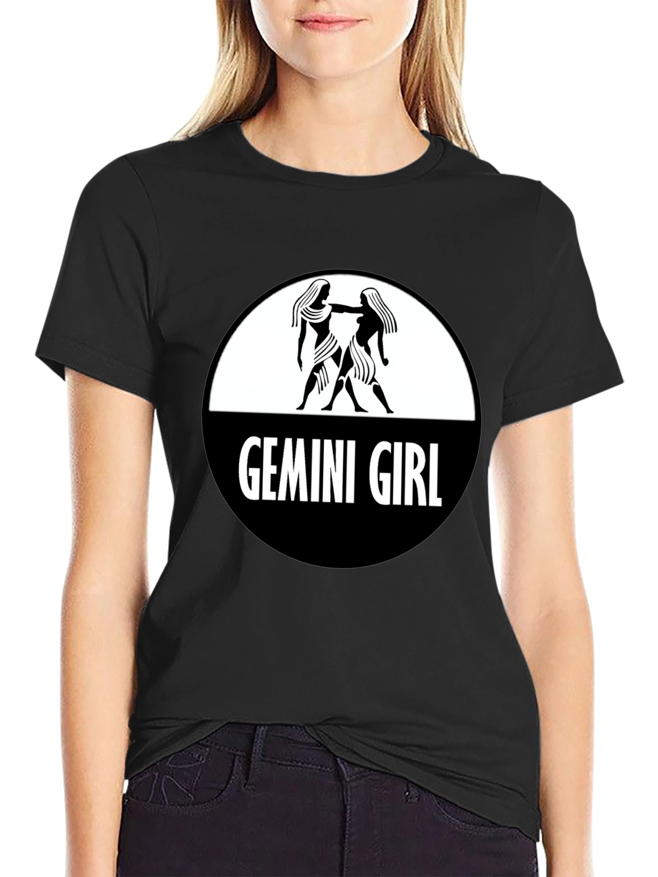 Black Gemini Girl Graphic Tee - Black T-Shirt view 2