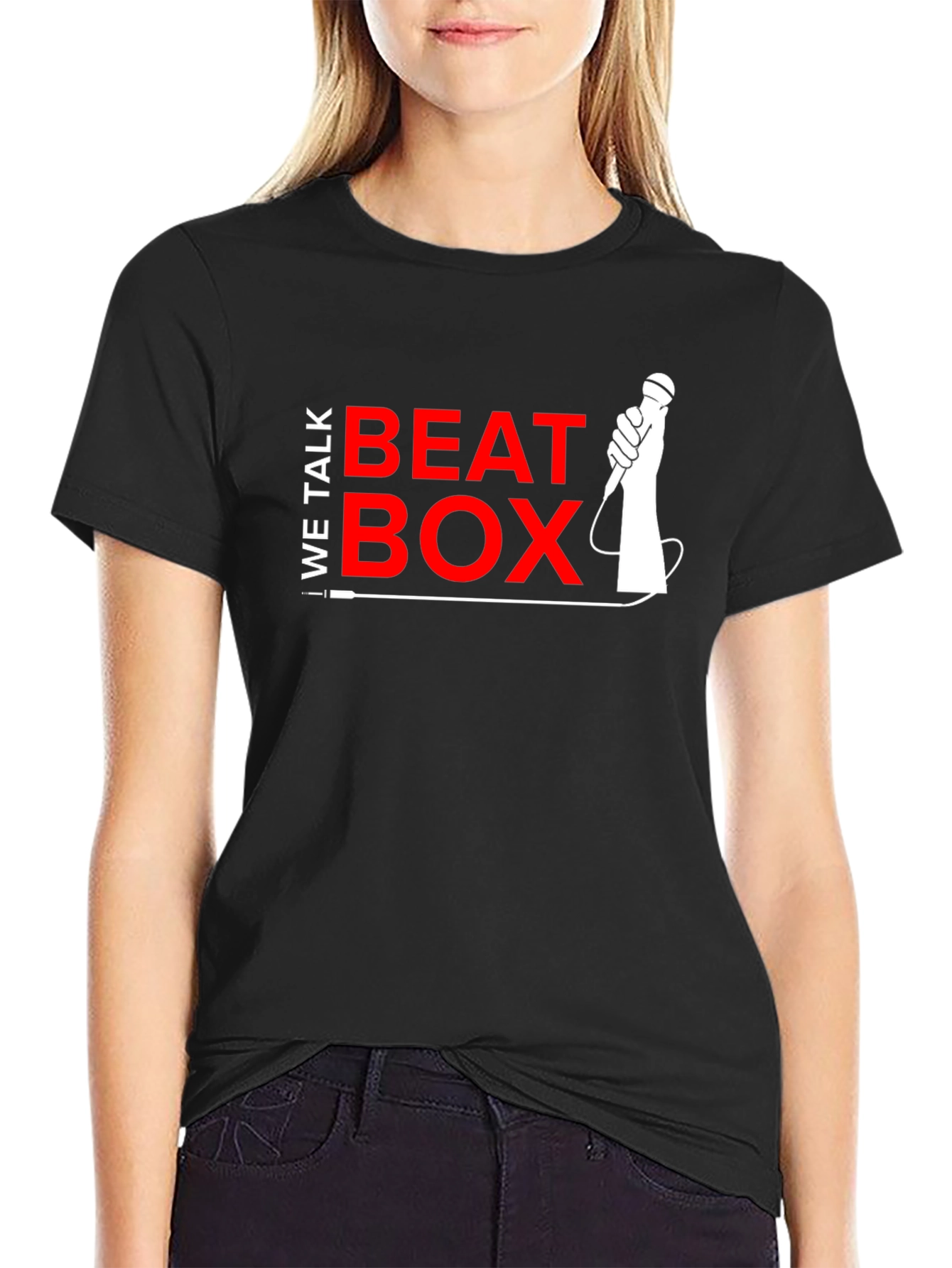 Black We Talk Beat Box Graphic T-Shirt view 2