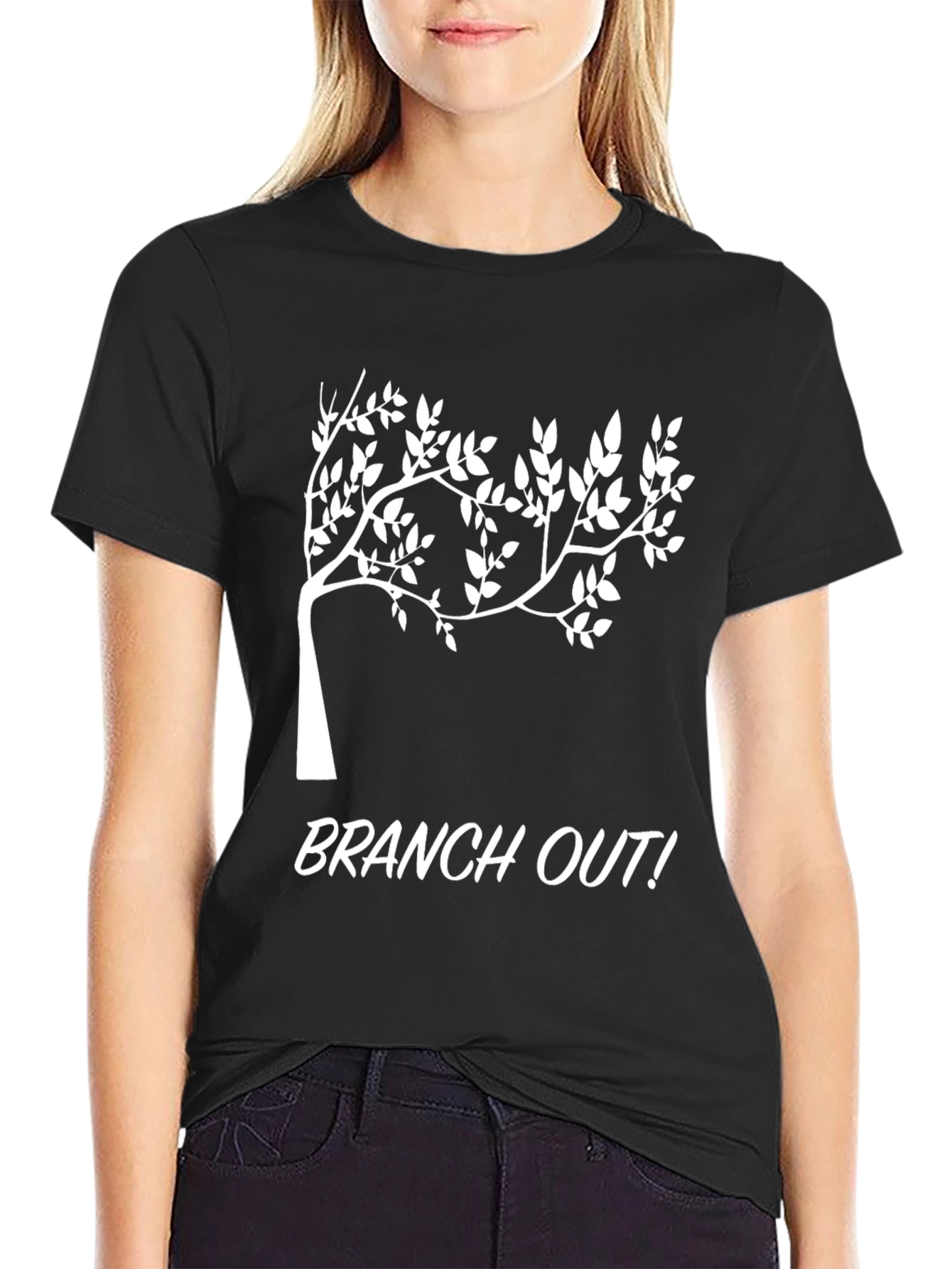 Black Branch Out Black Graphic T-Shirt view 2