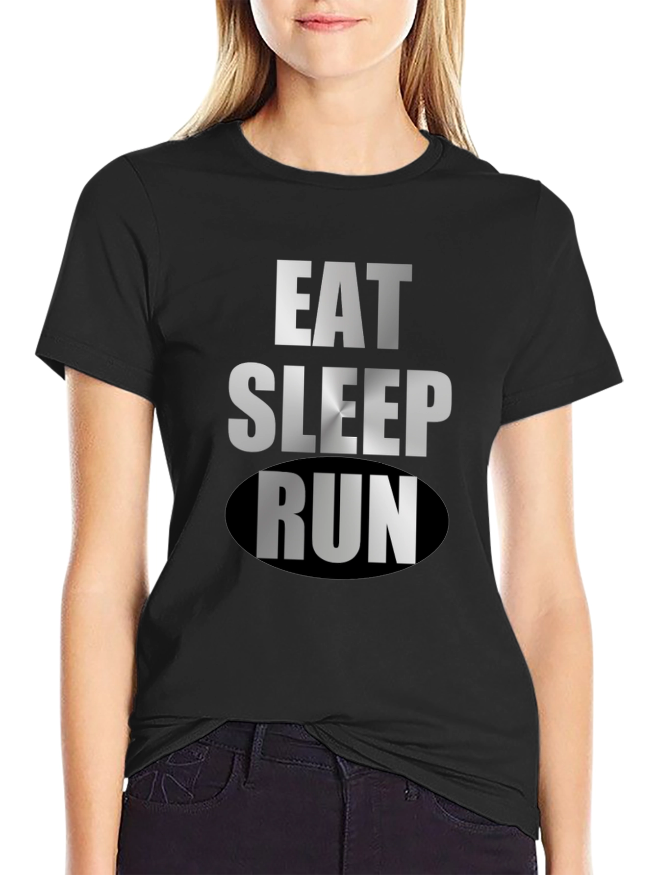 Black Eat Sleep Run Black Graphic Tee view 2