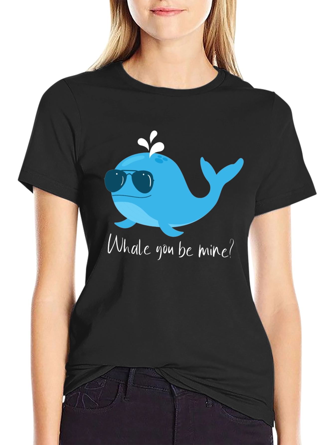 Black Whale You Be Mine T-Shirt - Cute Ocean Valentine Tee view 2