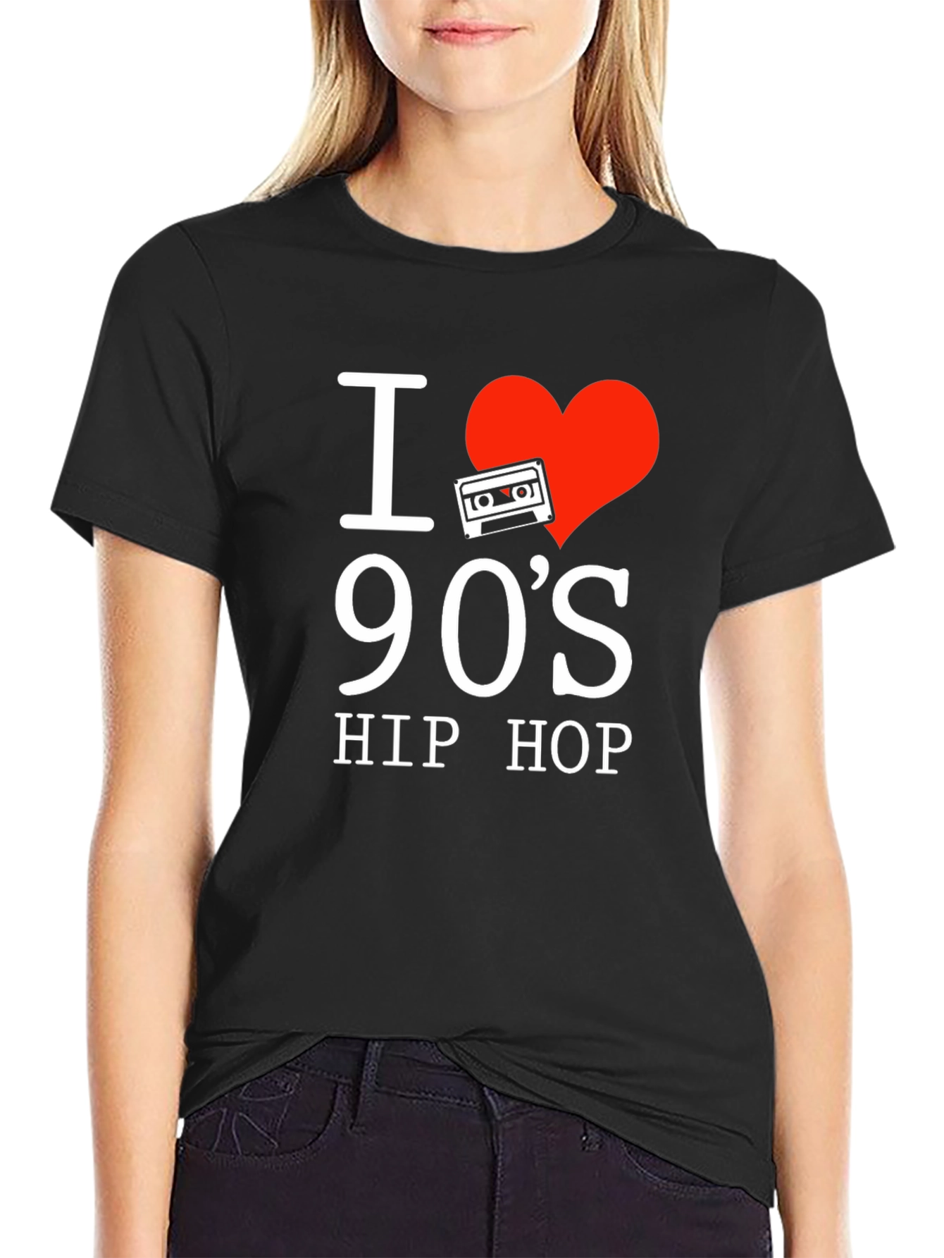 Black I Love 90's Hip Hop Graphic T-Shirt view 2