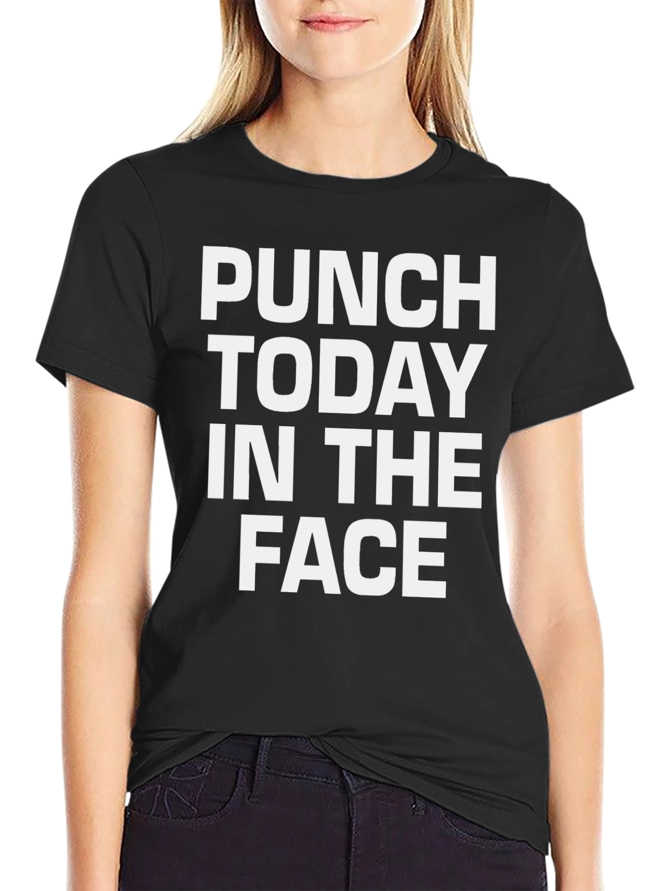 Black Punch Today in the Face Funny T-Shirt view 2