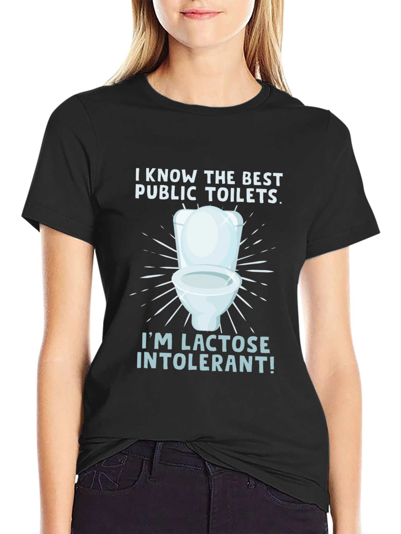Black Lactose Intolerant Toilet Humor Tee view 2