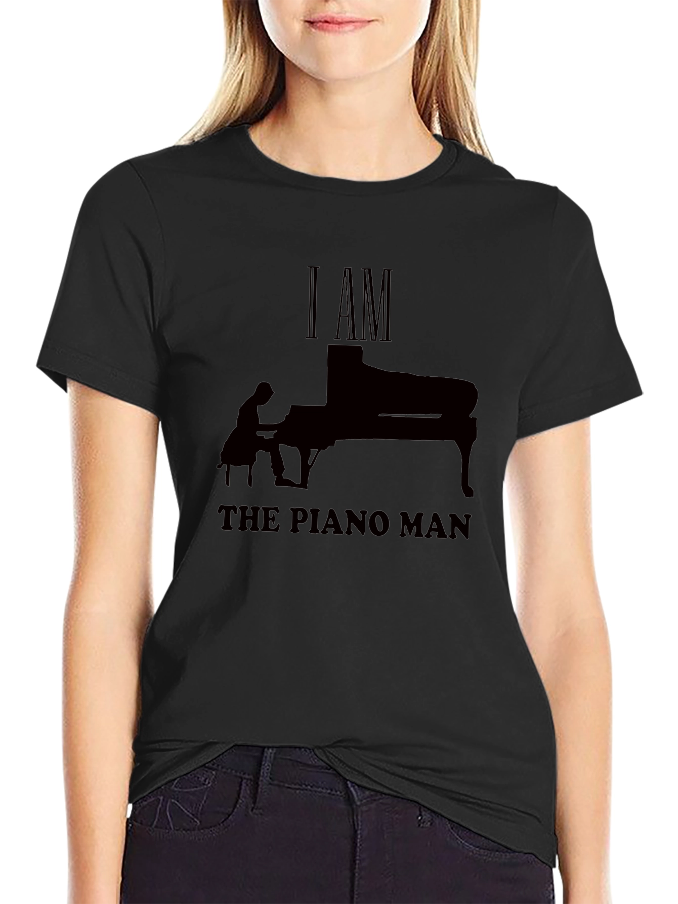 Black I AM THE PIANO MAN T-Shirt view 2