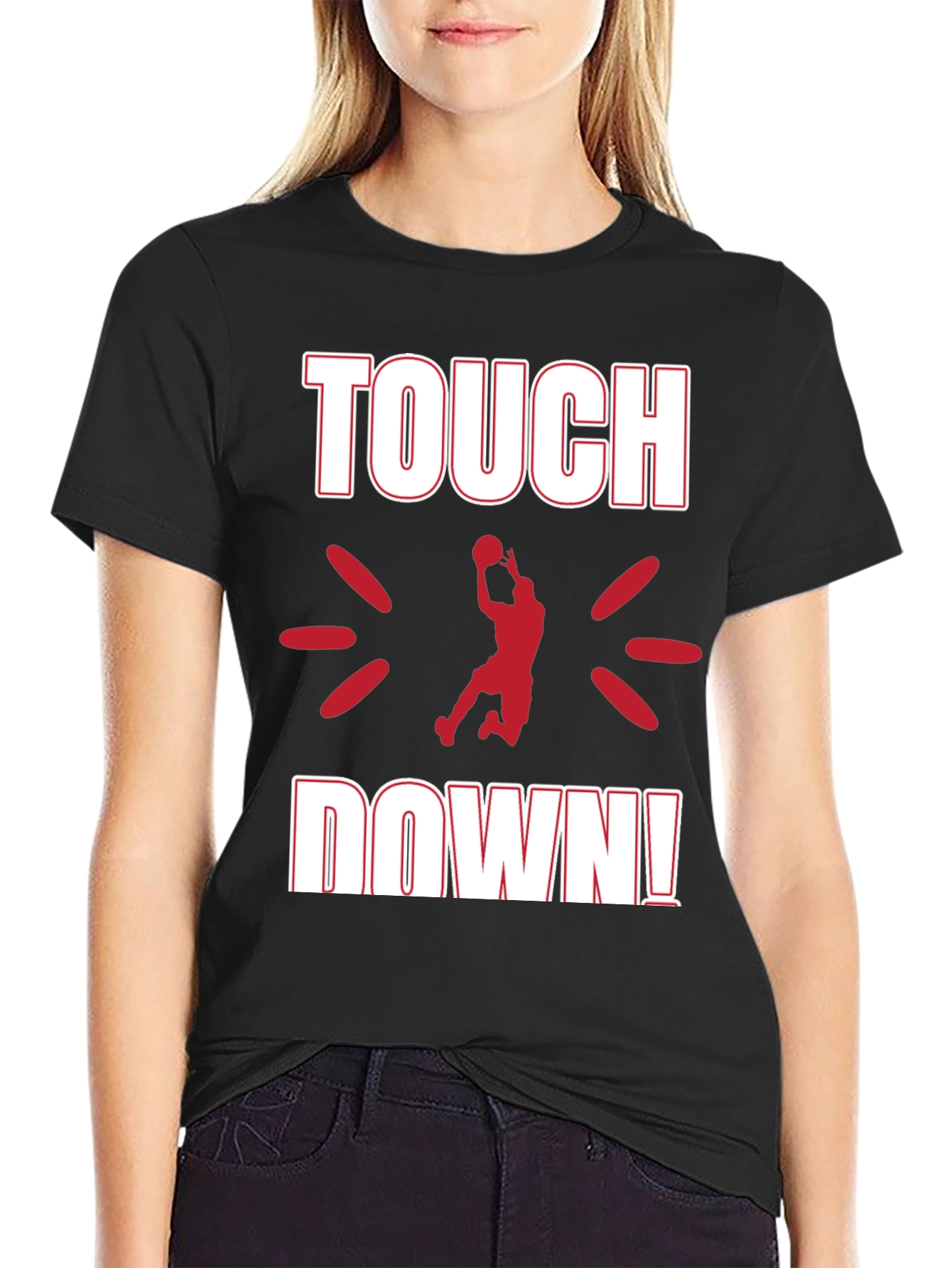 Black Touchdown Graphic Tee - Black Cotton Jersey view 2