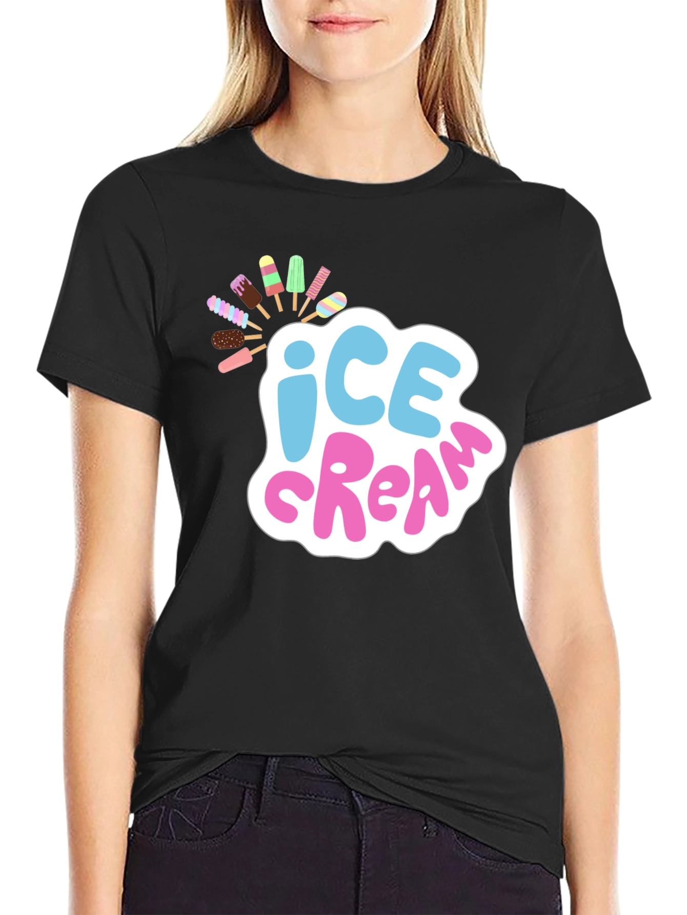 Black Ice Cream Graphic T-Shirt - Fun Summer Style view 2