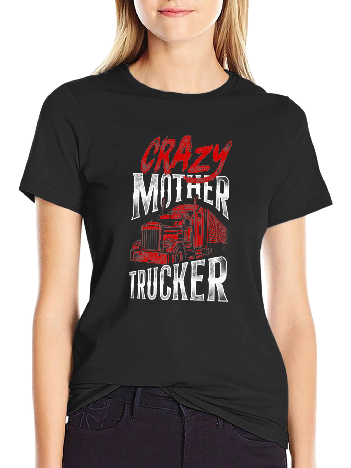 Black Crazy Mother Trucker Graphic Tee view 2