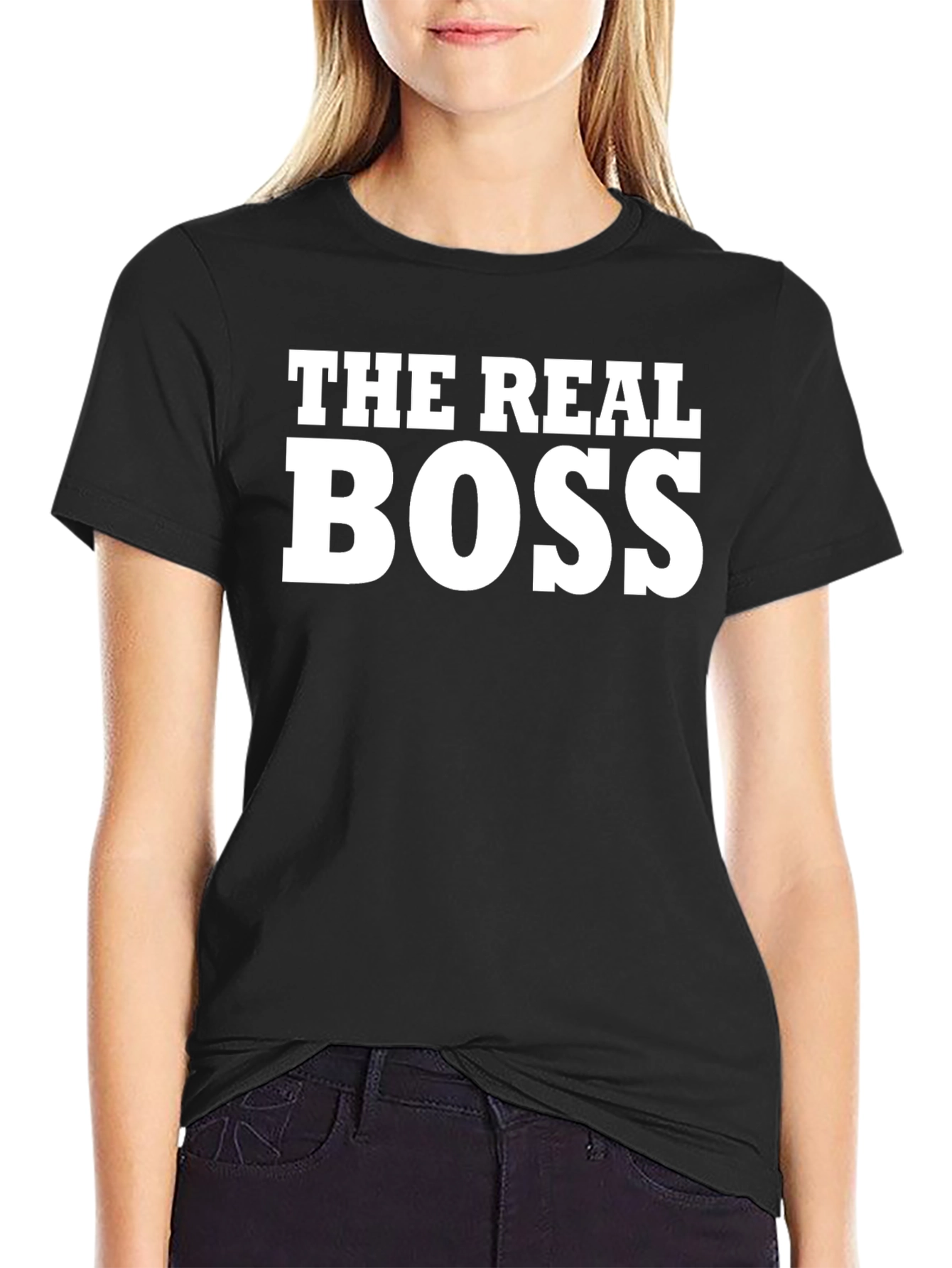 Black The Real Boss Graphic Tee - Bold Statement Shirt view 2