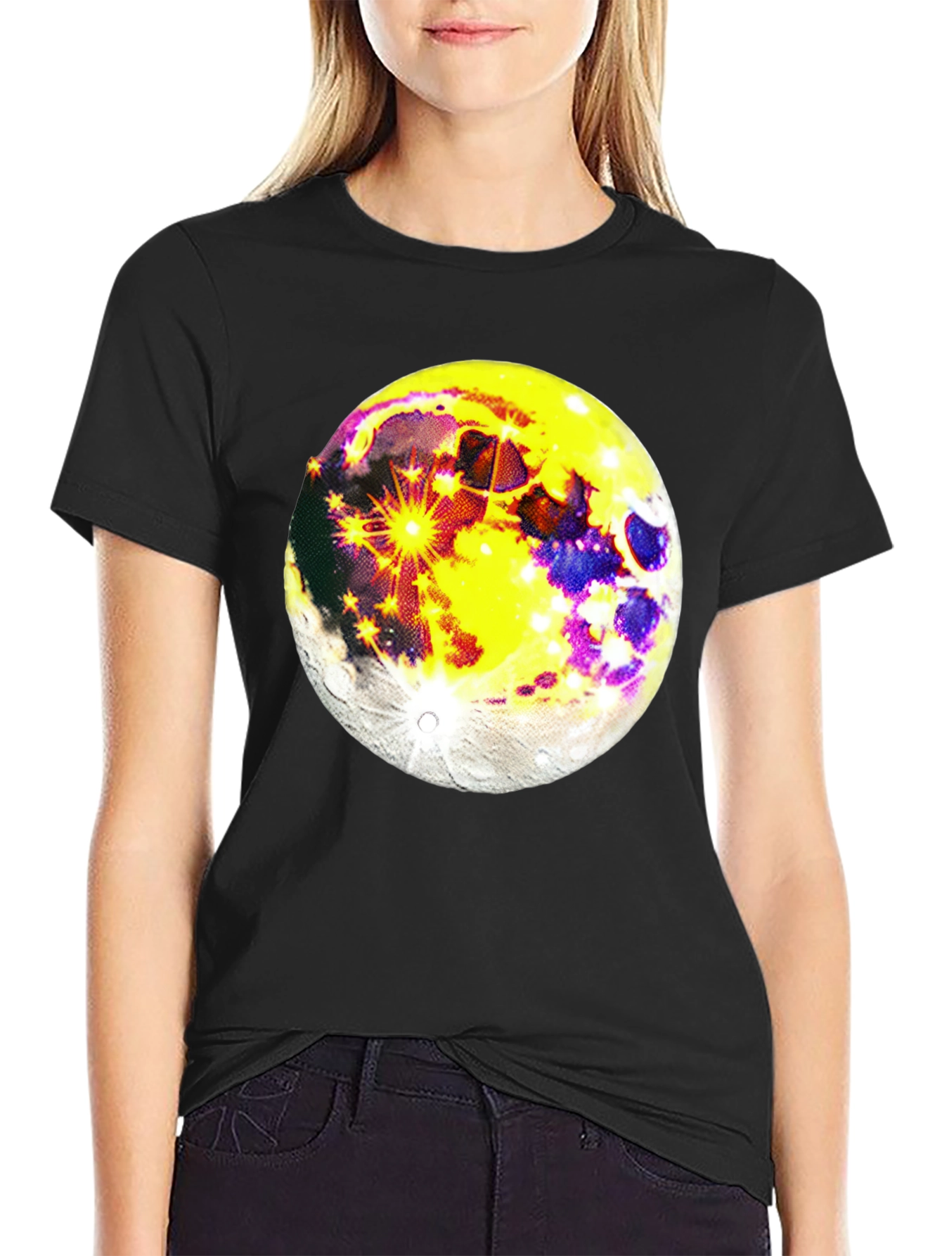 Black Moon Graphic Black T-Shirt - Celestial Style view 2