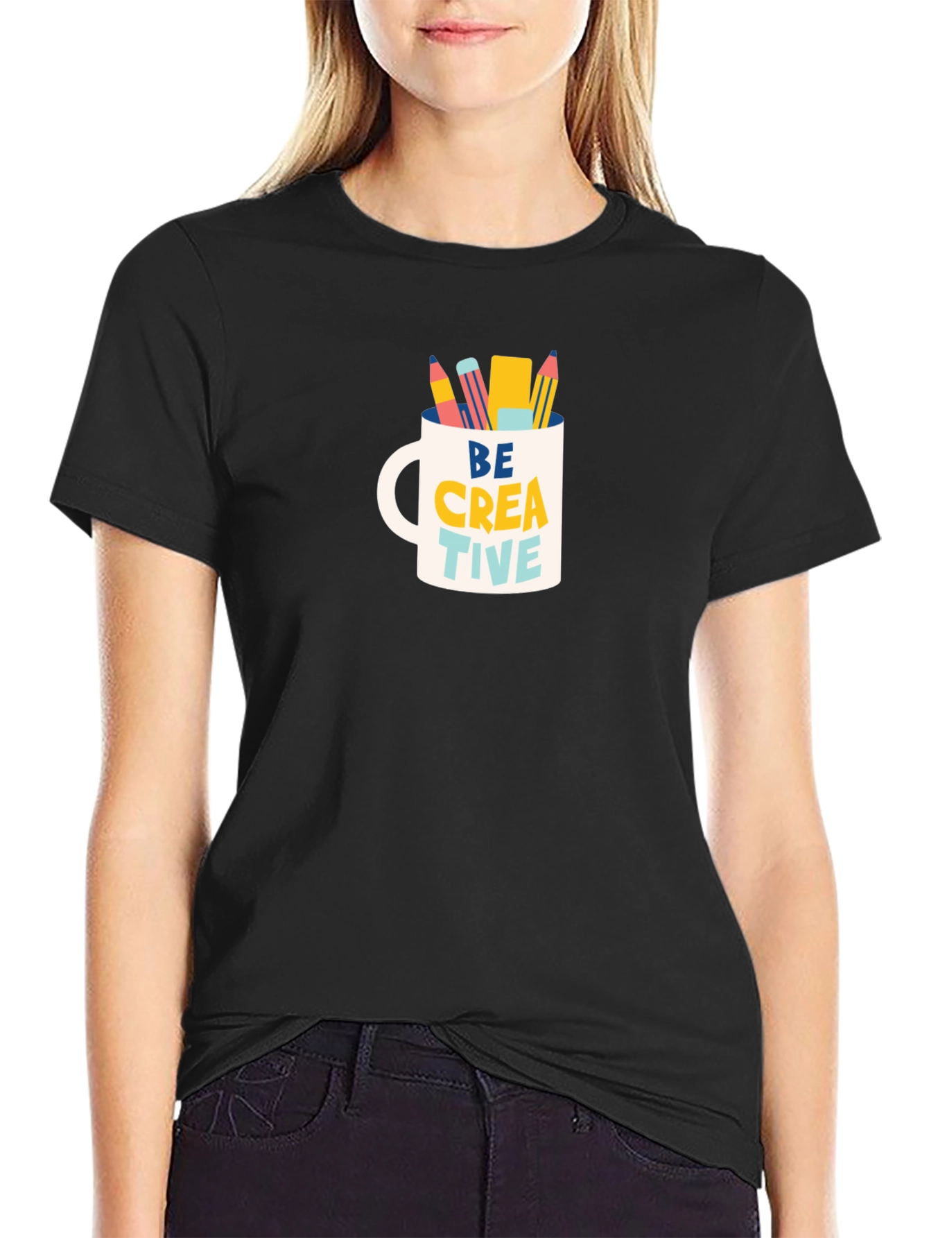 Black Be Creative Mug Graphic T-Shirt - Artist Inspiration view 2
