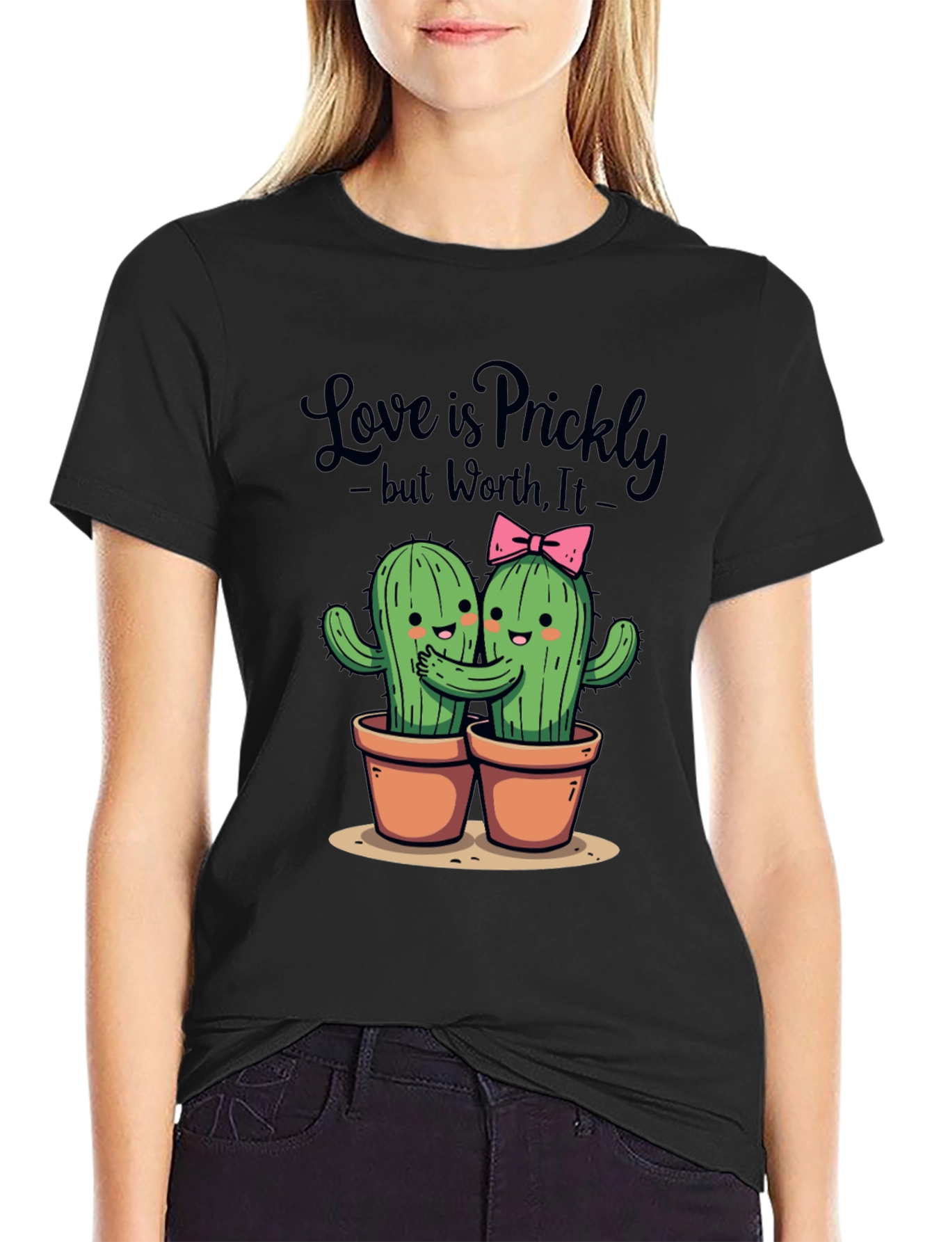Black Love is Prickly T-Shirt - Cute Cactus Design view 2