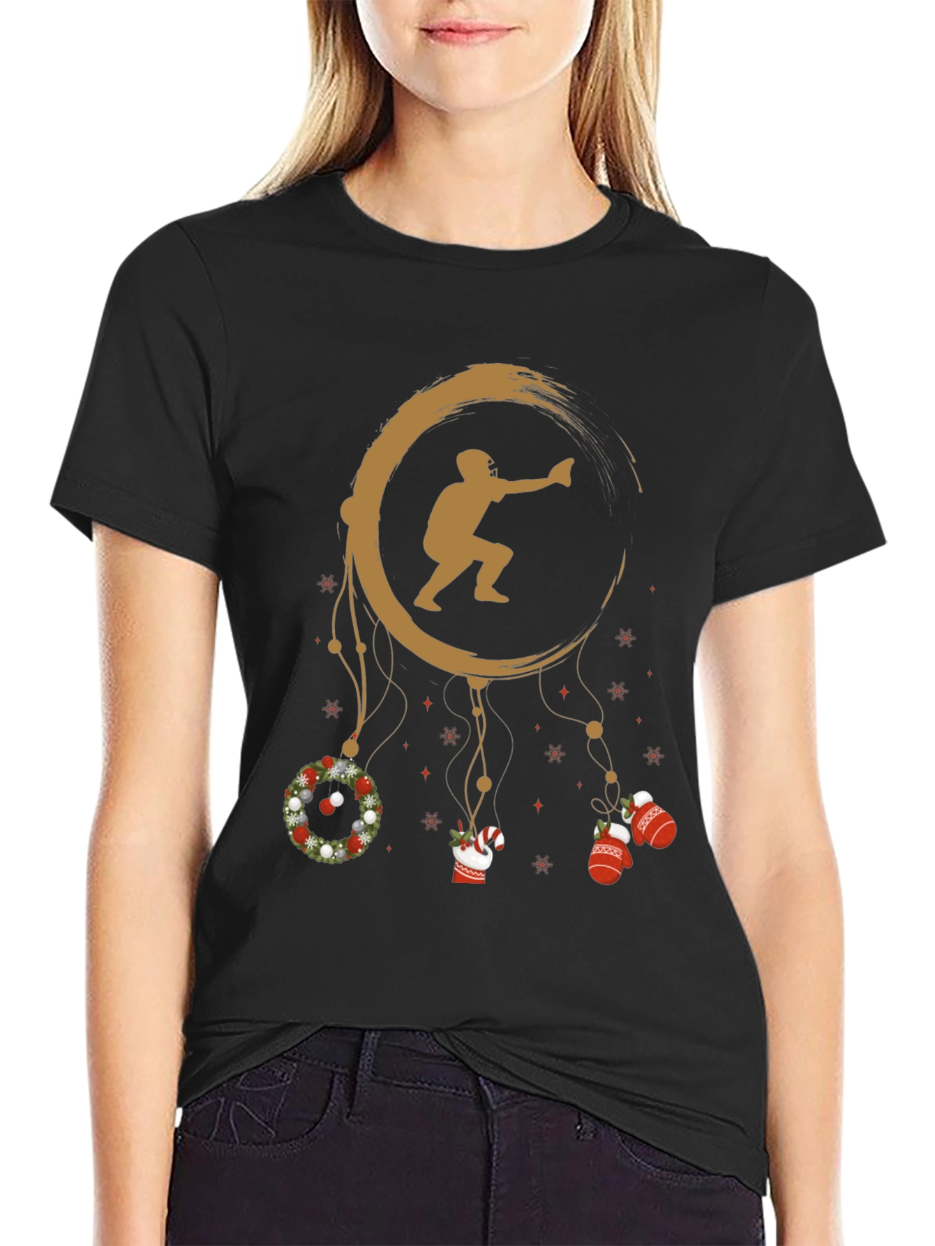Black Festive Baseball Dreamcatcher T-Shirt view 2