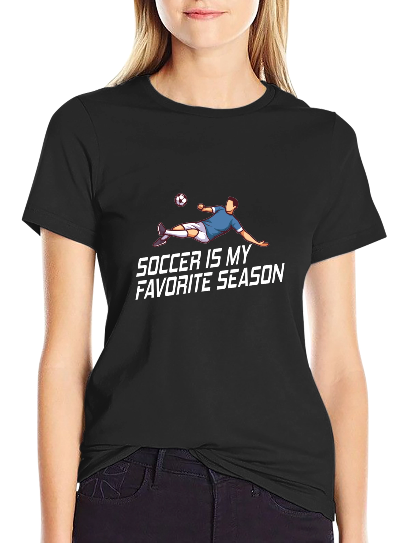 Black Soccer Is My Favorite Season T-Shirt view 2