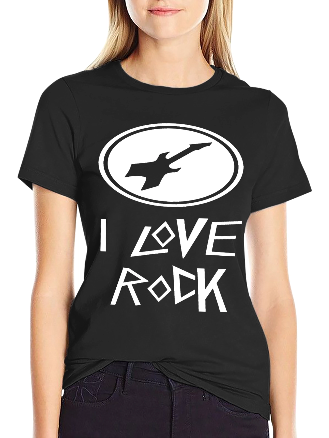Black I Love Rock Black Graphic Tee view 2