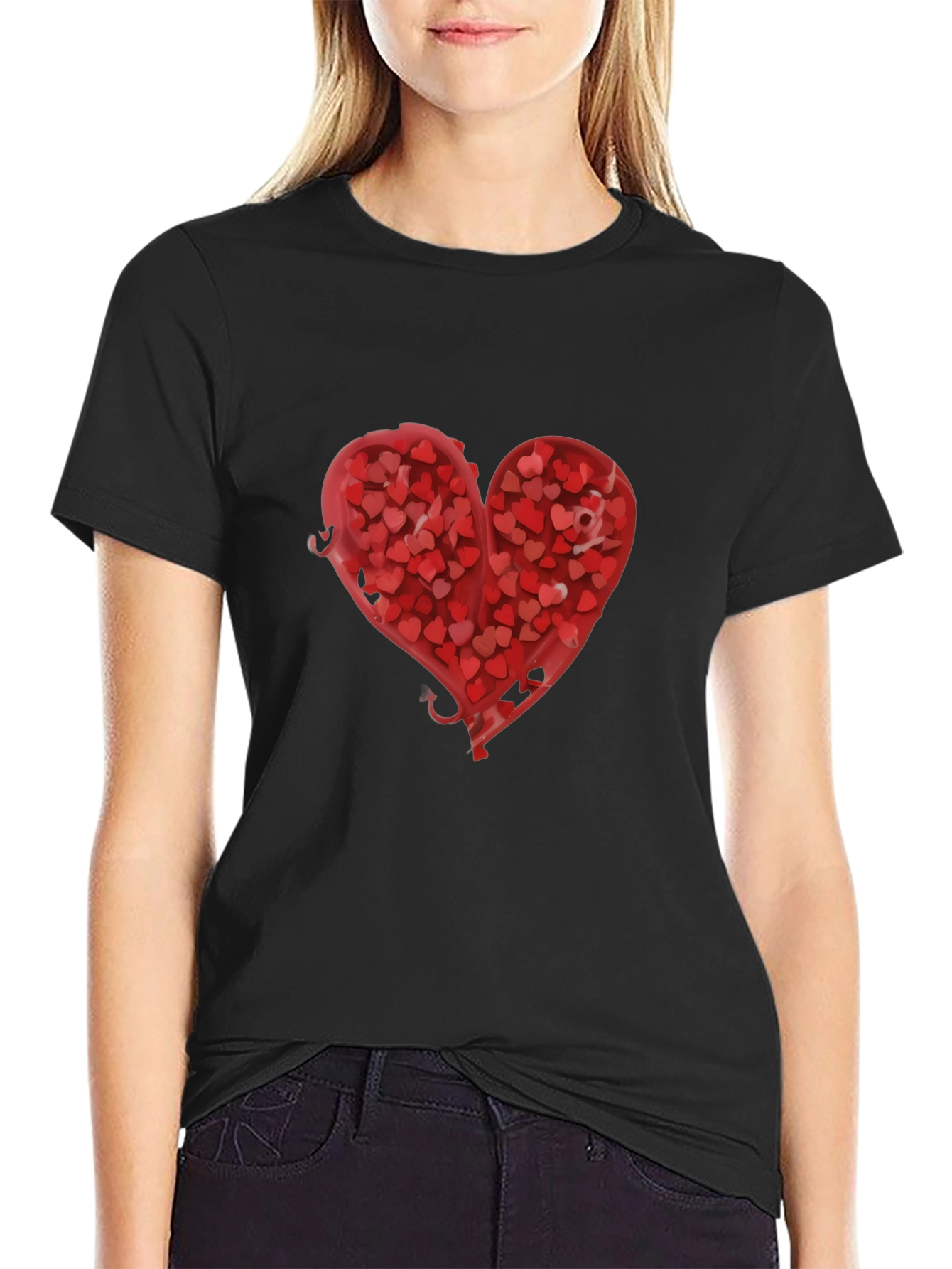 Black Heart Full of Hearts Graphic T-Shirt view 2