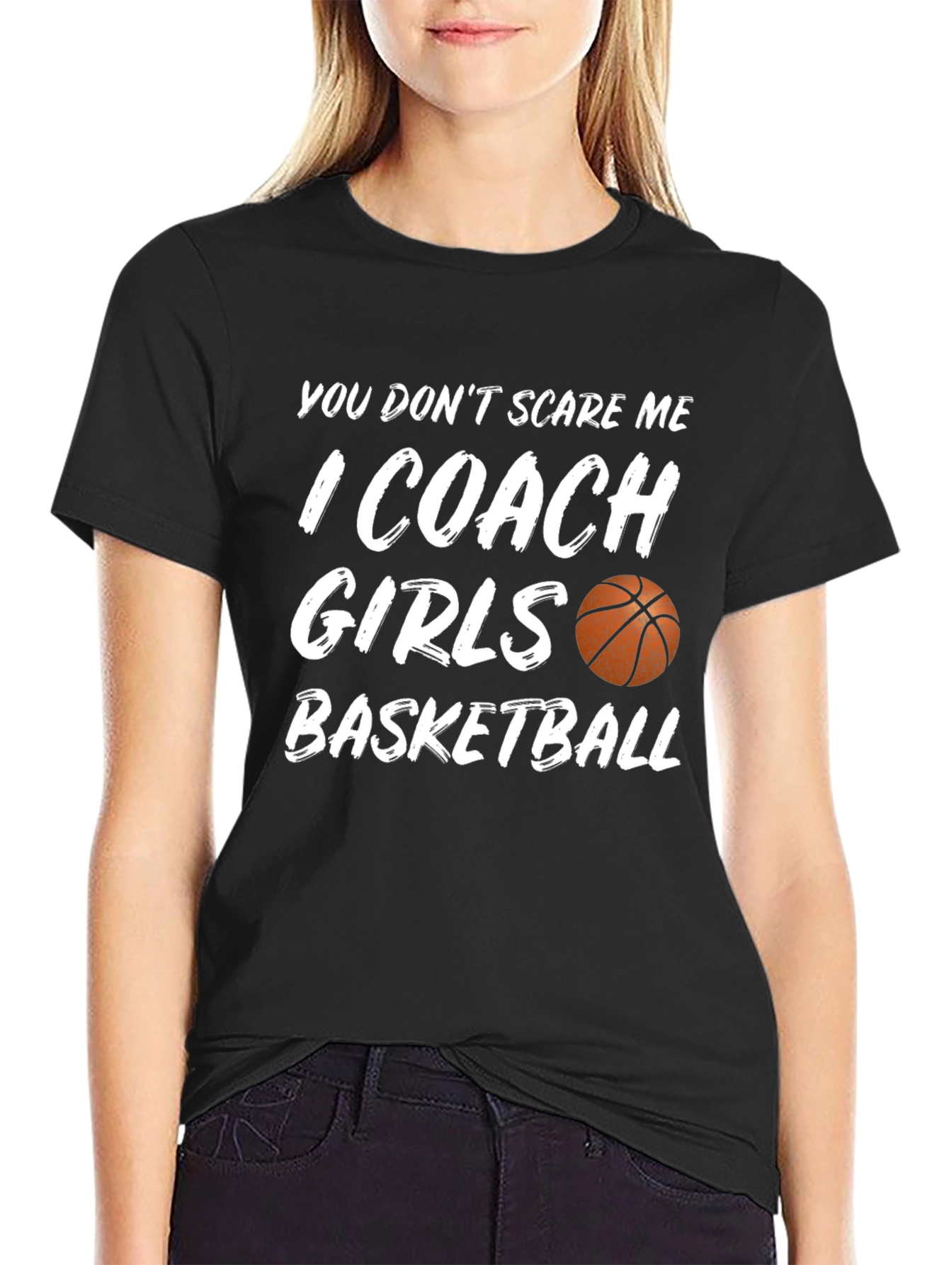 Black Basketball Coach Girls T-Shirt view 2