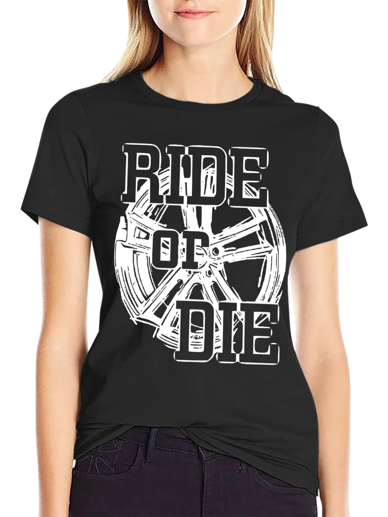Black Ride or Die Graphic Tee - Black Cotton Blend view 2