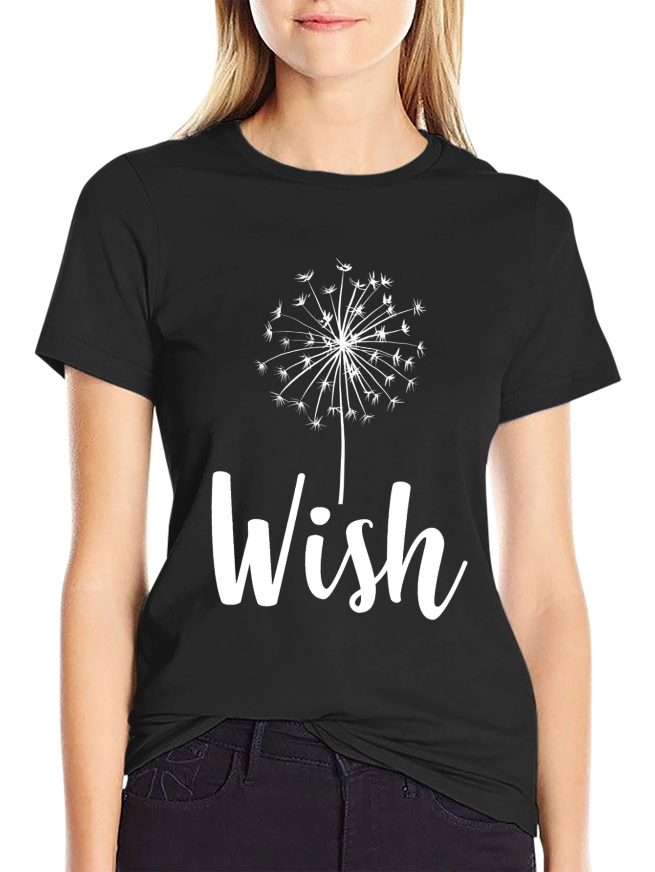 Black Wish Dandelion Graphic T-Shirt - Soft Cotton Tee view 2