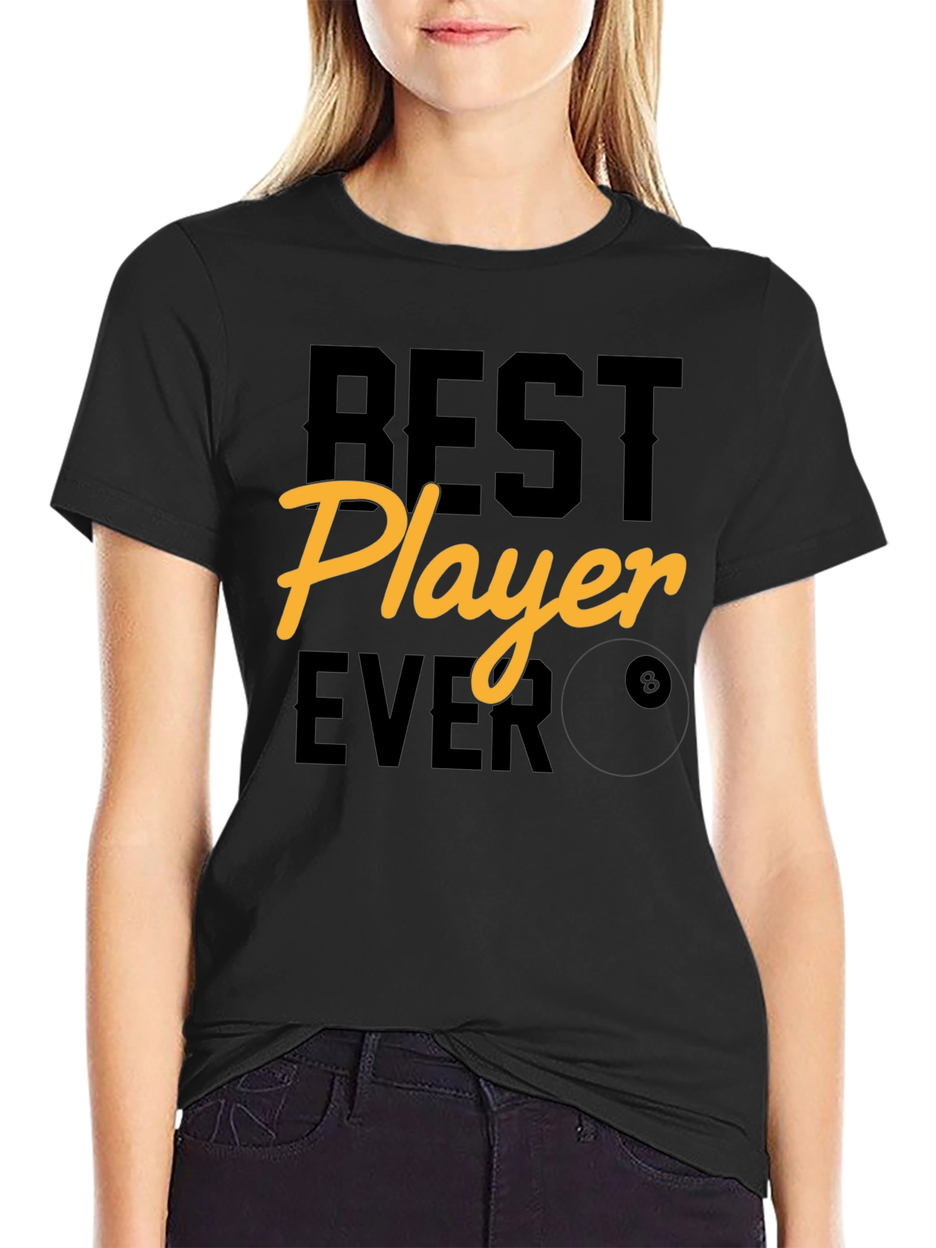 Black Best Player Ever Graphic Tee - Billiards T-Shirt view 2