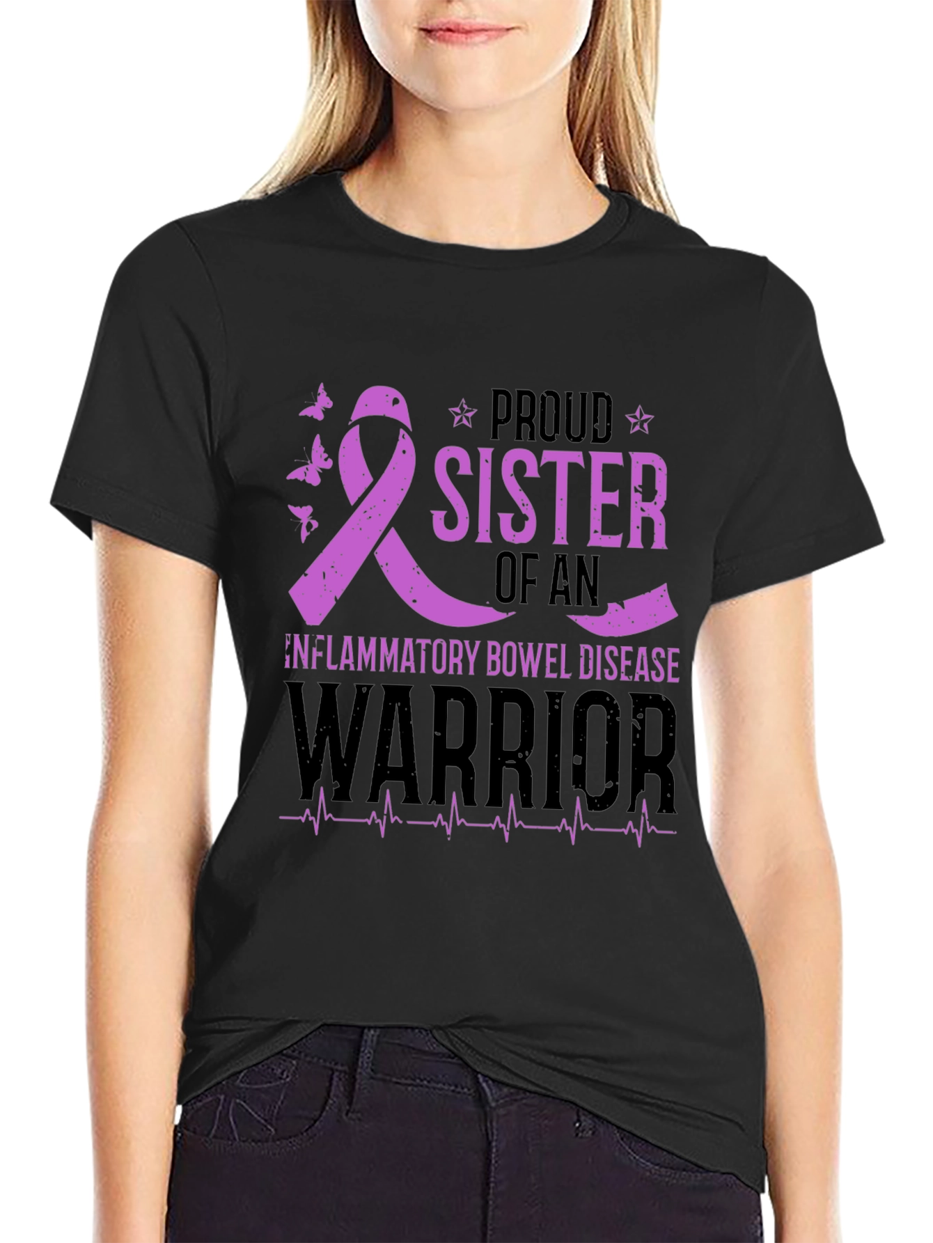 Black Proud Sister Inflammatory Bowel Disease Awareness T-Shirt view 2