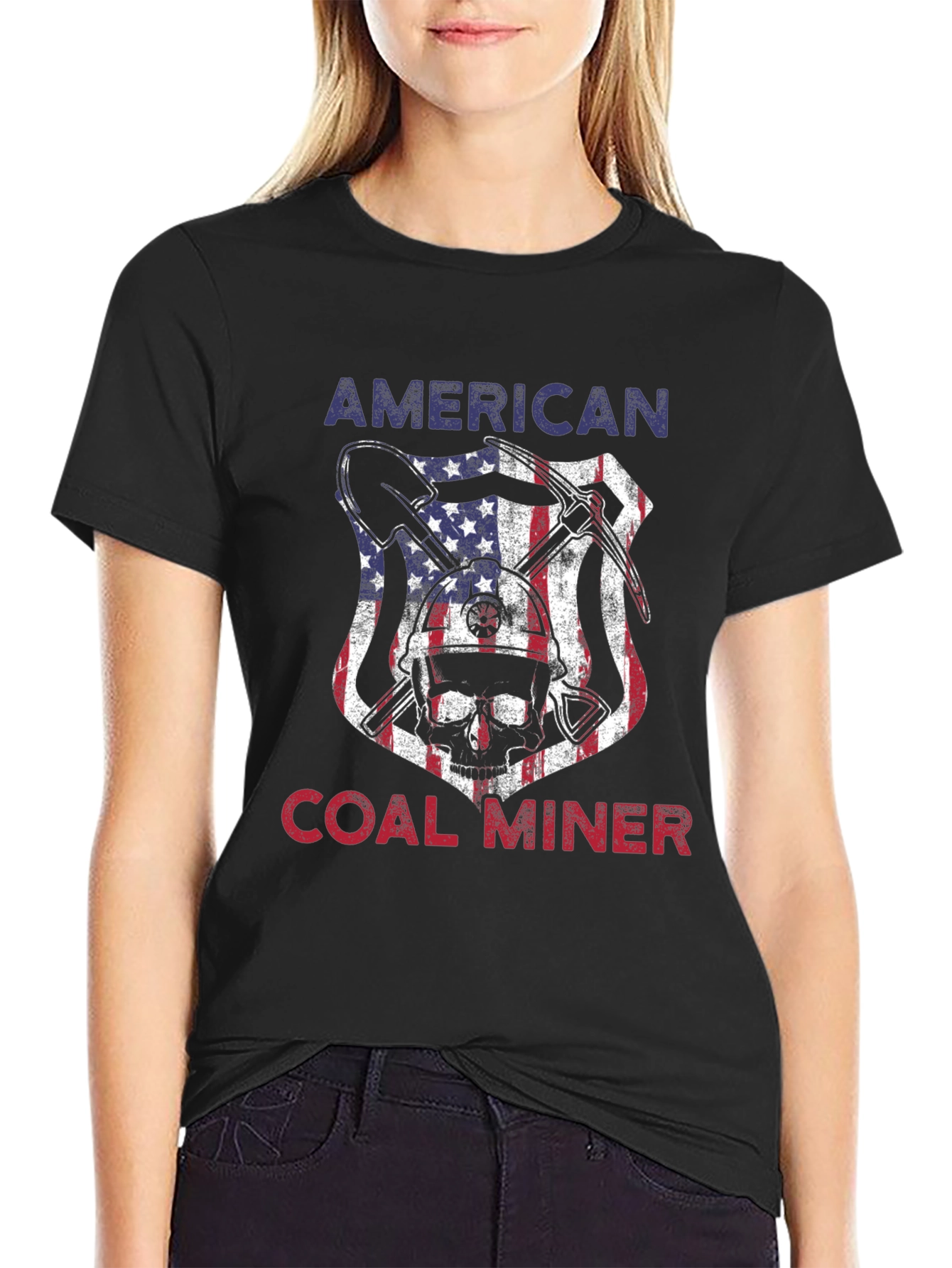 Black American Coal Miner Graphic Tee view 2