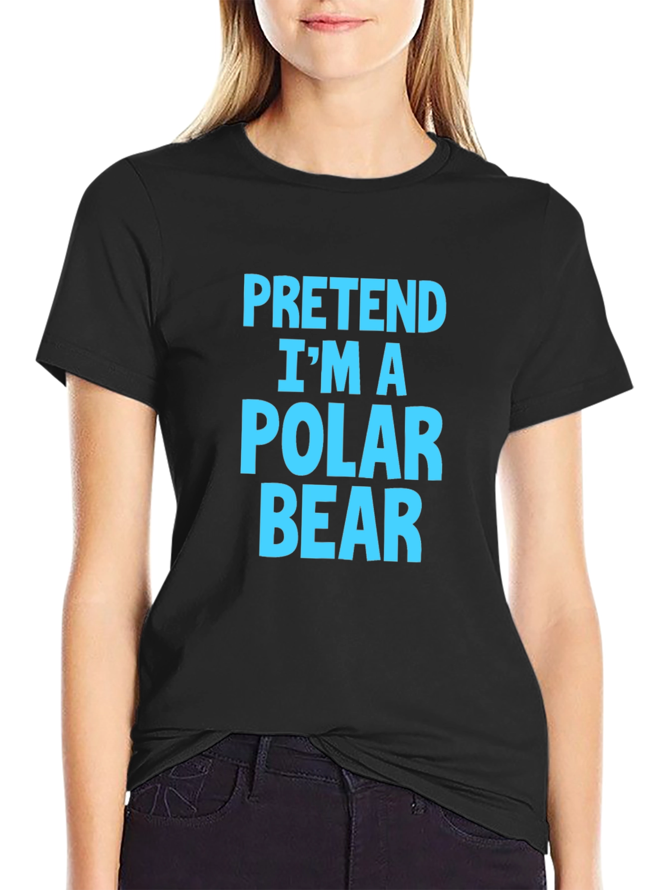 Black Pretend I'm A Polar Bear T-Shirt Funny Costume Tee view 2