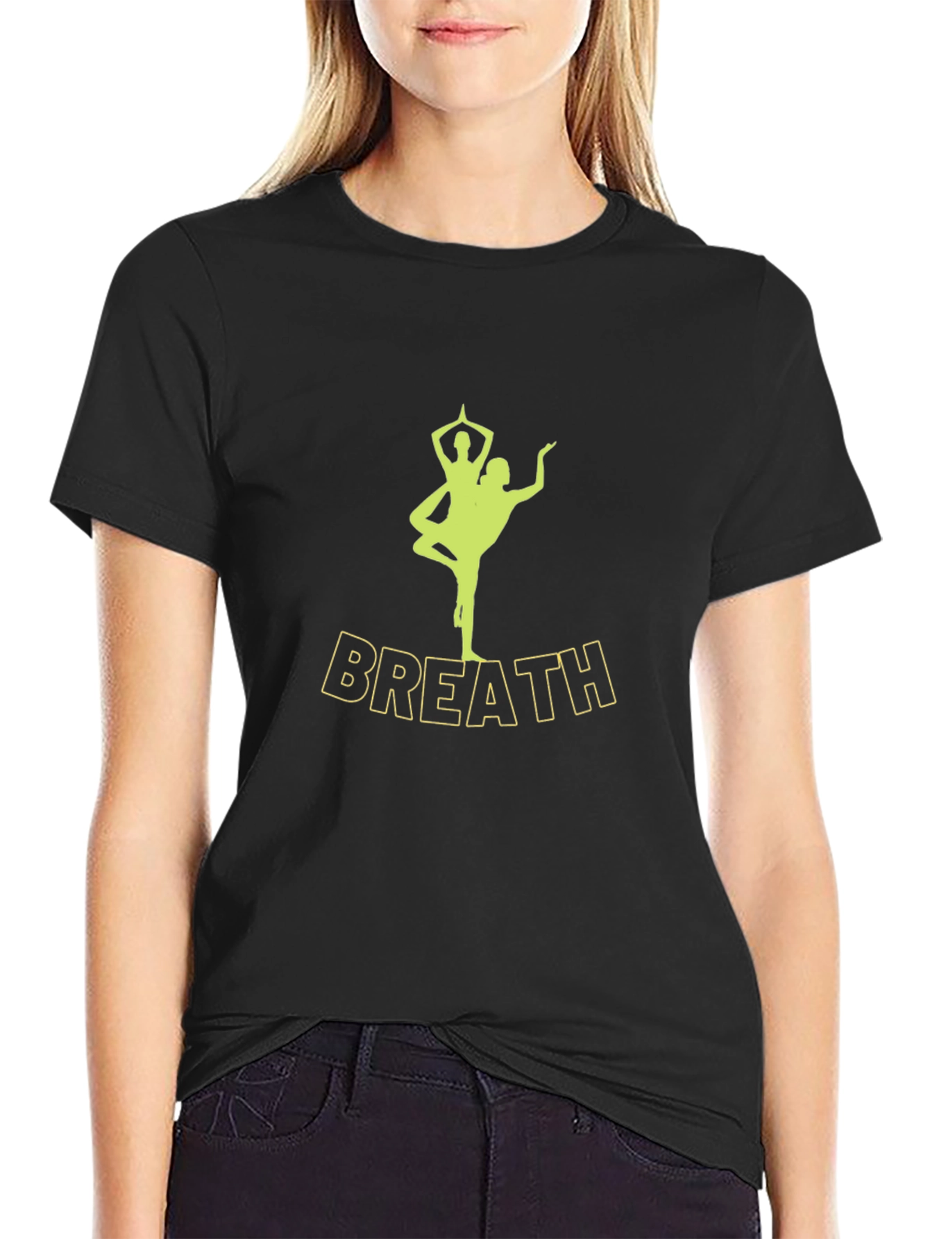 Black Breath Yoga Pose T-Shirt - Men's Black Tee view 2