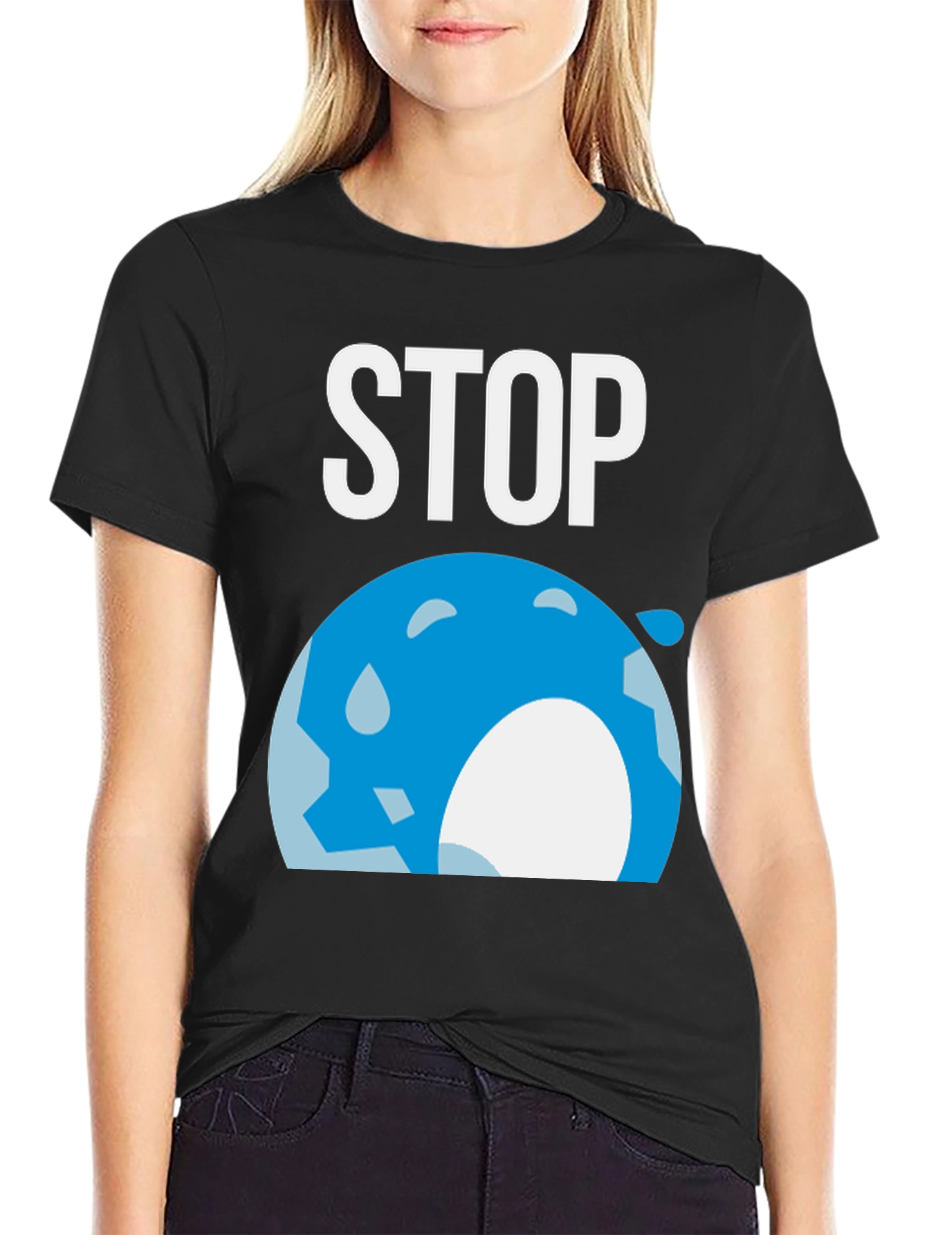 Black Stop Global Warming Graphic T-Shirt view 2