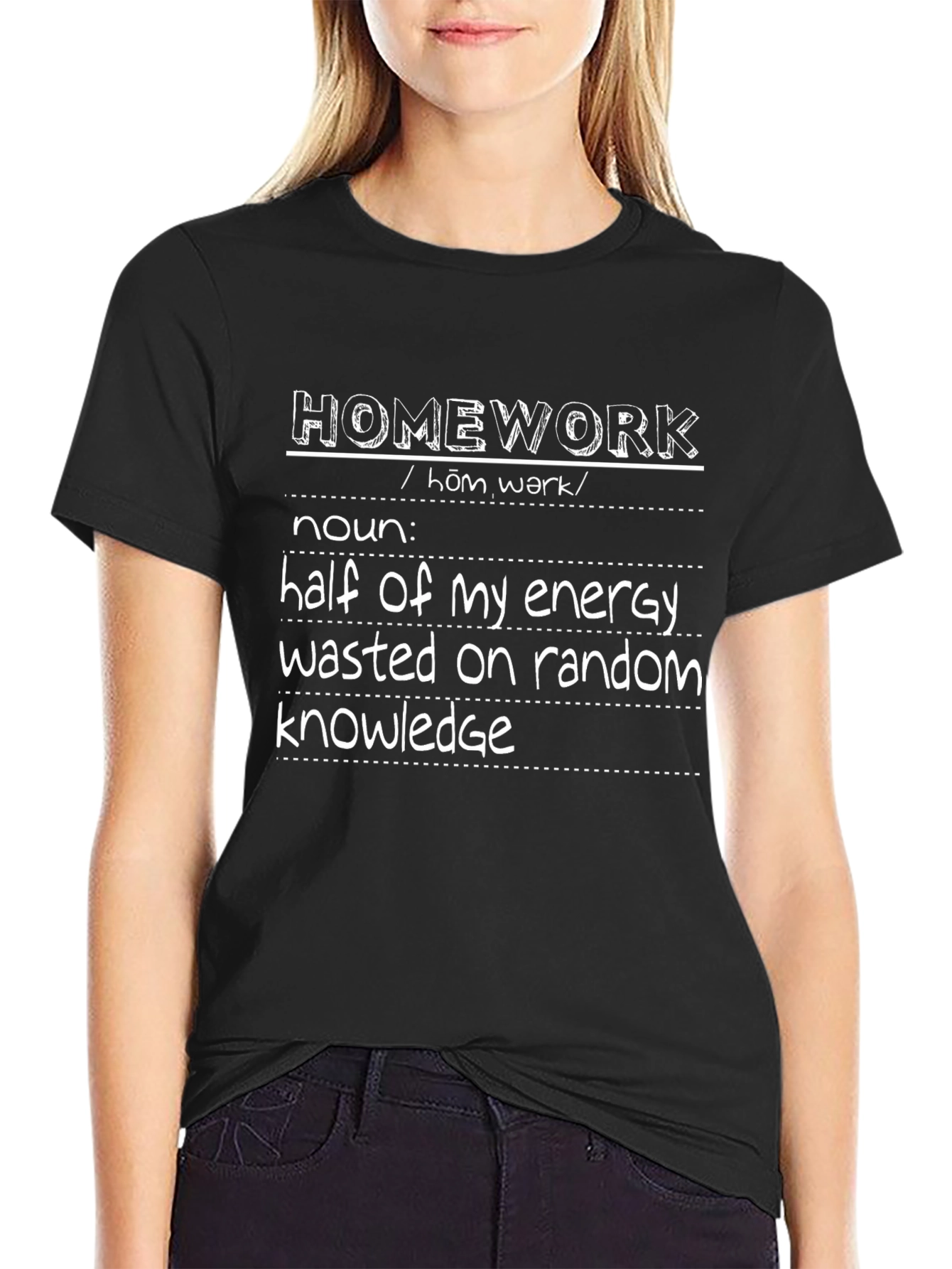 Black Homework Definition Graphic Tee - Black view 2