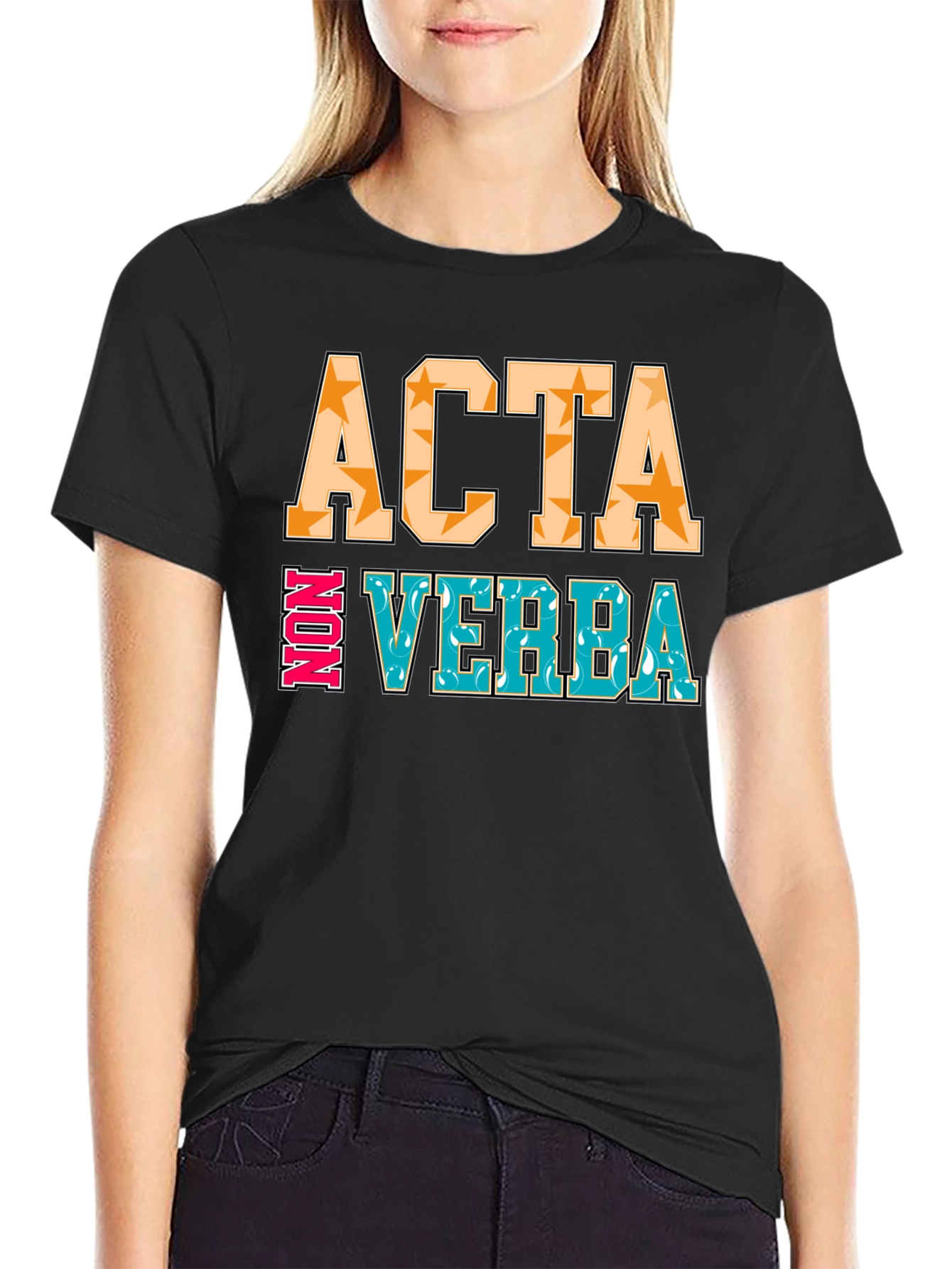 Black Acta Non Verba Graphic Tee - Action Over Words view 2
