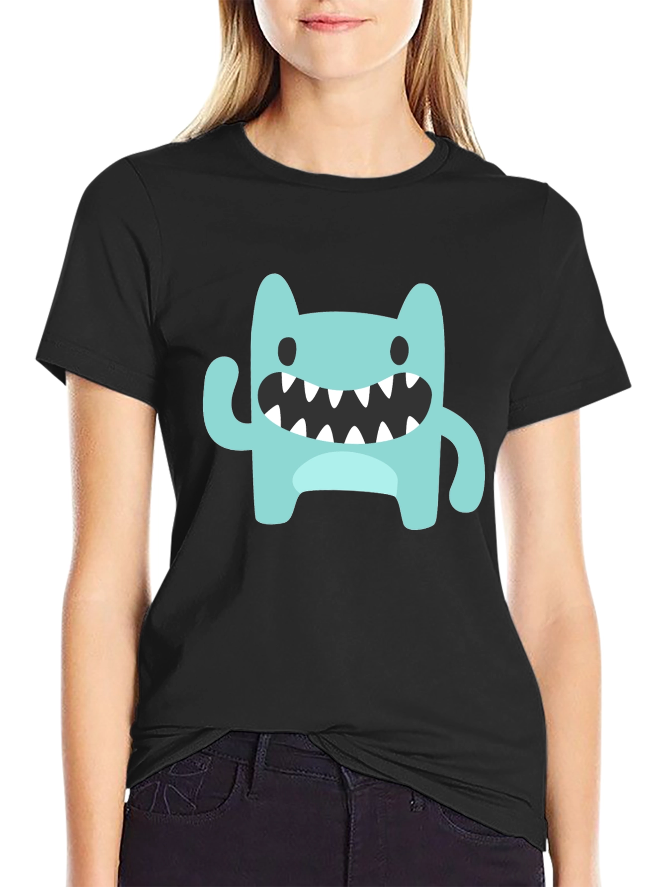 Black Monster Graphic Black Tee | Fun Casual Wear view 2