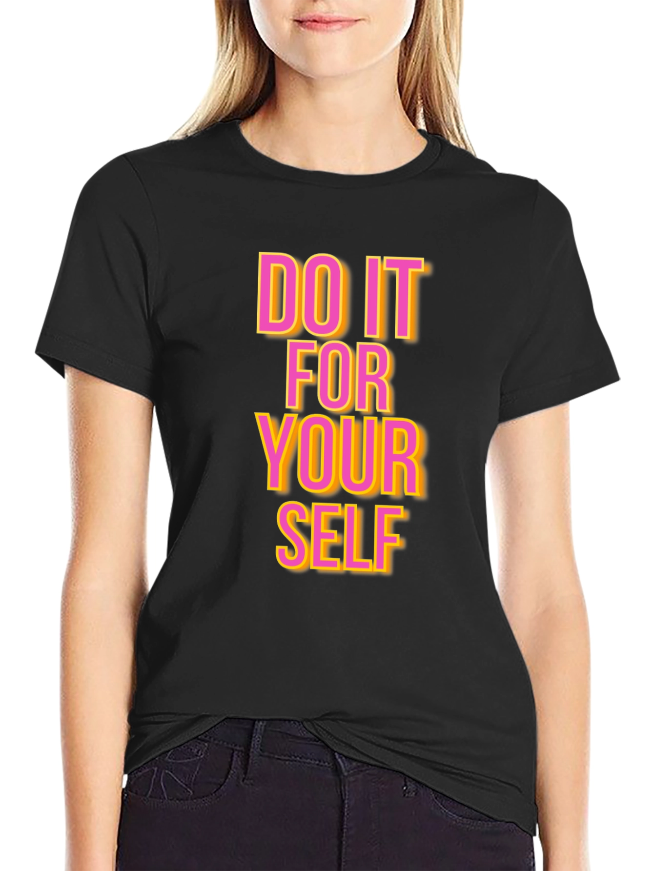 Black Motivational Graphic Tee: Do It For Yourself T-Shirt view 2