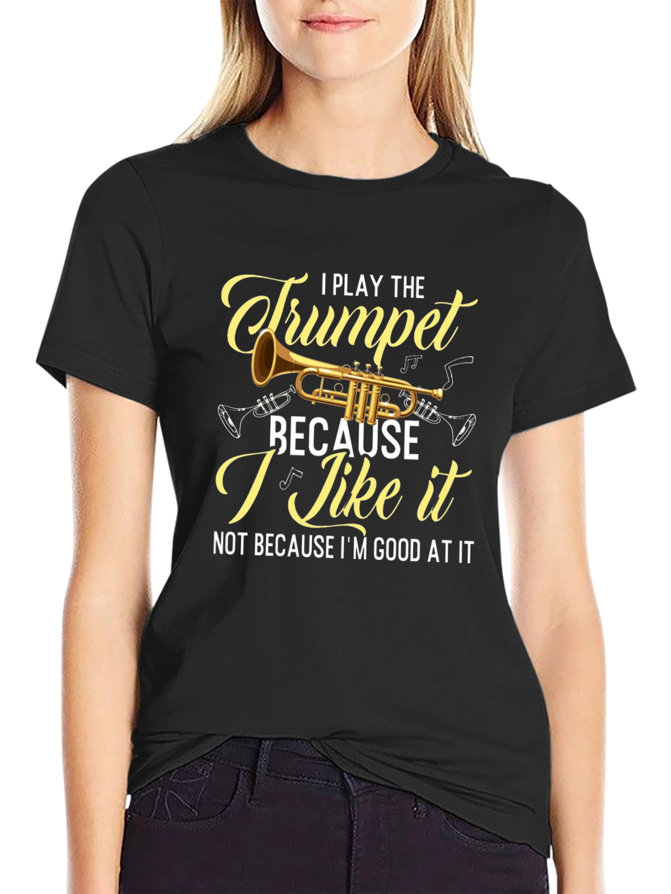 Black I Play The Trumpet Graphic Tee - Musician T-Shirt view 2