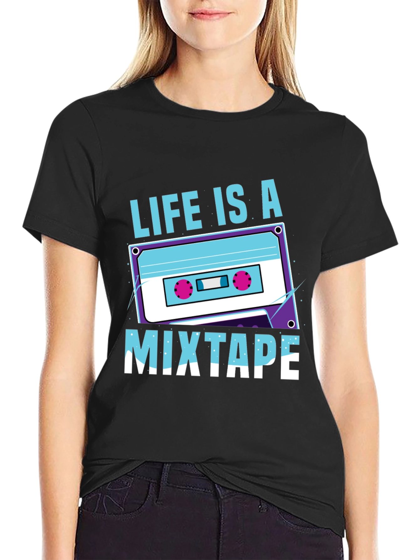 Black Life Is A Mixtape Graphic Tee - Retro Style view 2