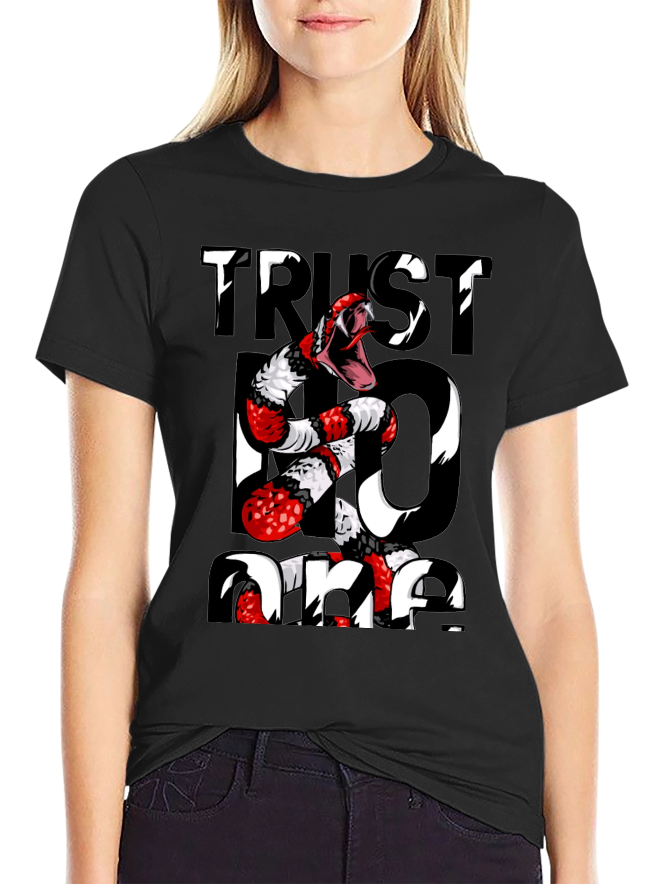 Black Trust No One Snake Graphic Tee - Black view 2