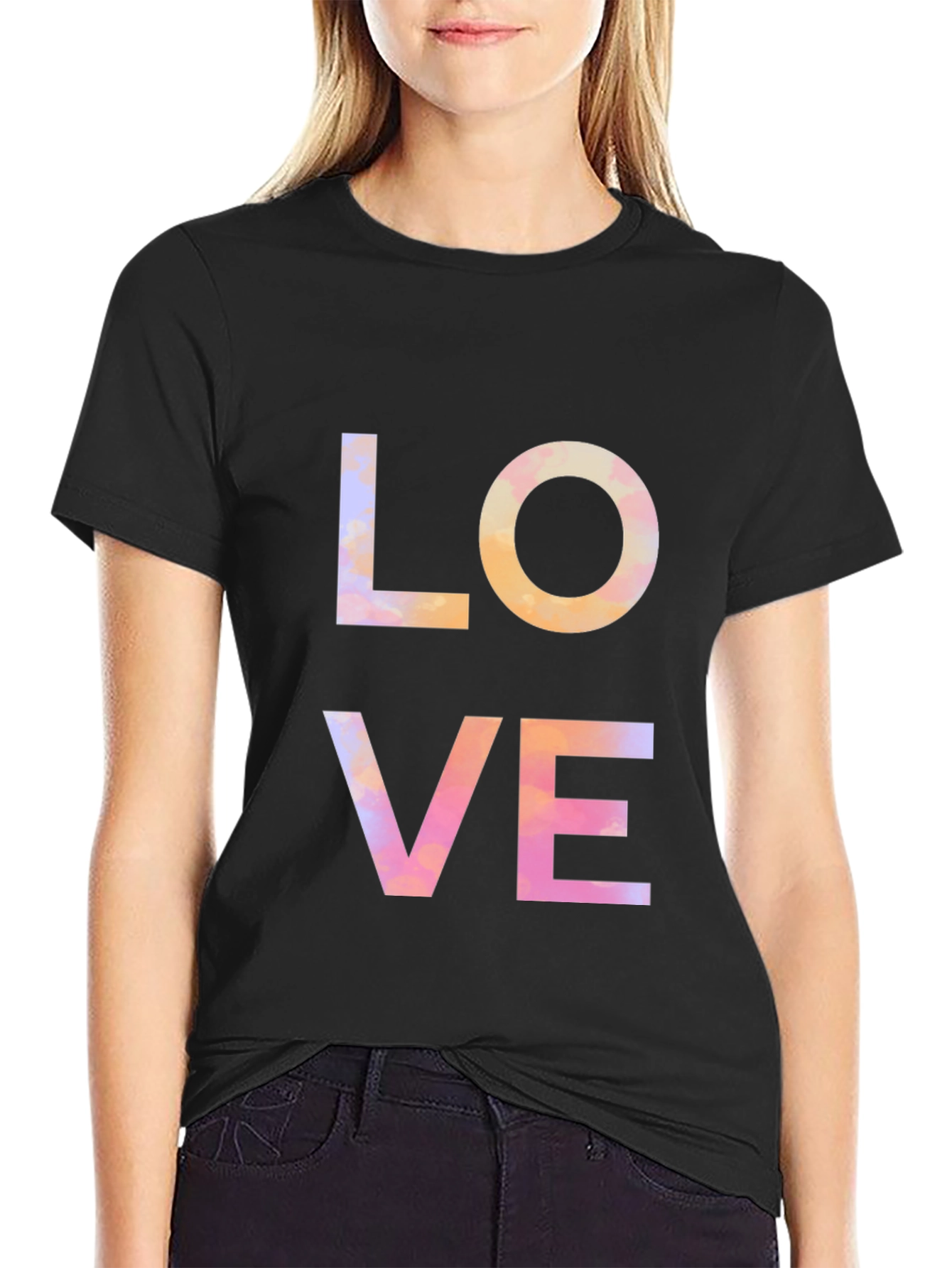 Black LOVE Graphic Black T-Shirt view 2