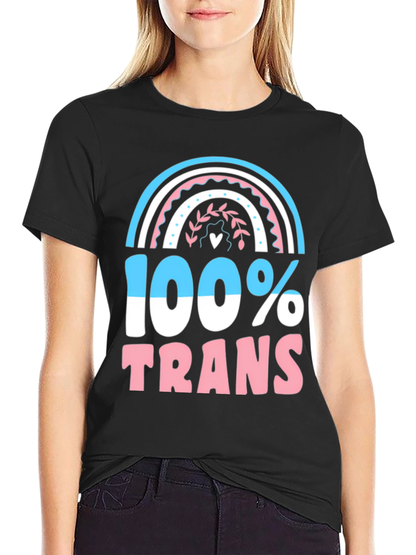 Black 100% Trans Pride T-Shirt view 2