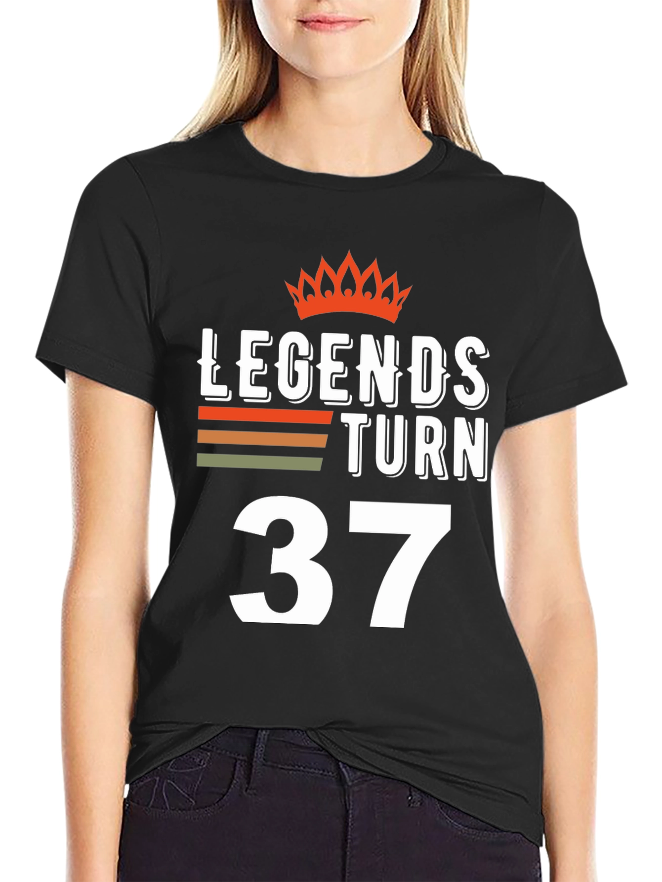 Black Legends Turn 37 T-Shirt - Birthday Gift view 2
