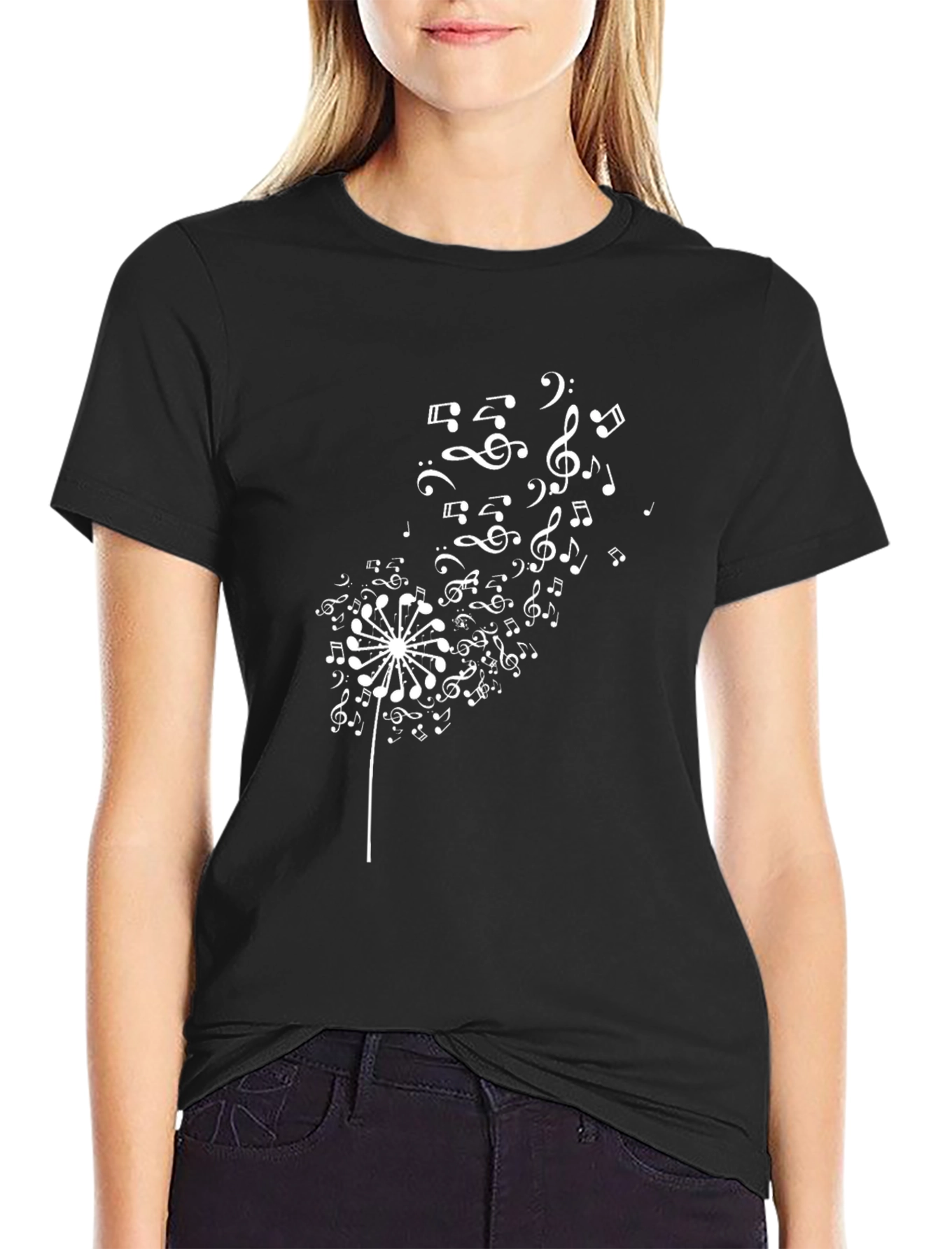 Black Musical Dandelion Black T-Shirt view 2