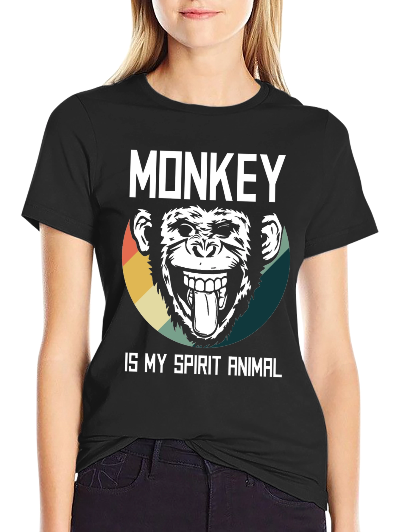 Black Monkey Spirit Animal Graphic Tee view 2