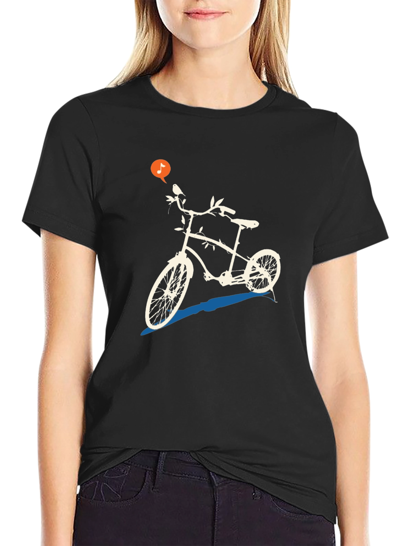Black Unique Bicycle Graphic Tee - Black Casual T-Shirt view 2