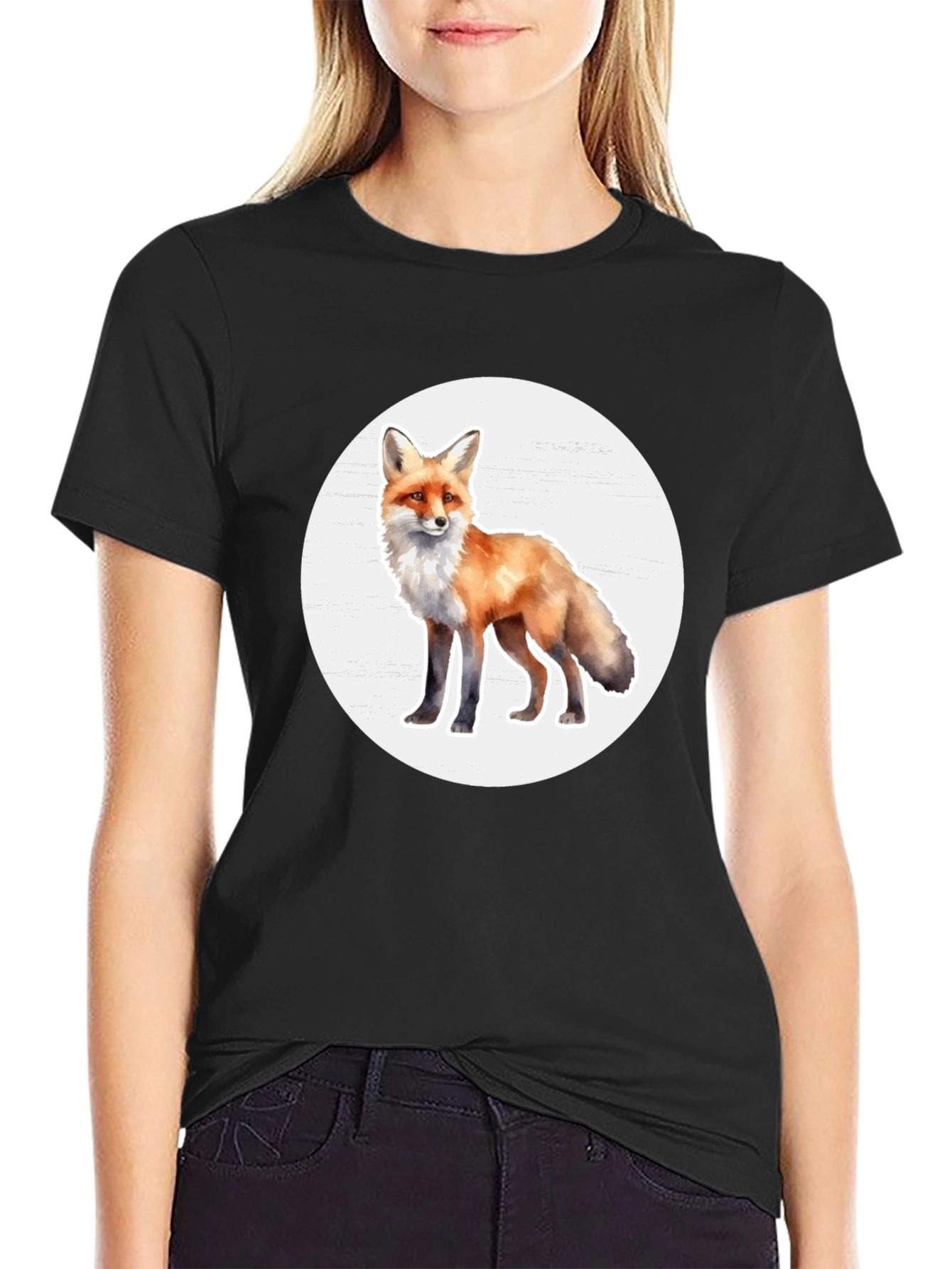 Black Fox Graphic Tee - Stylish Animal Print T-Shirt view 2