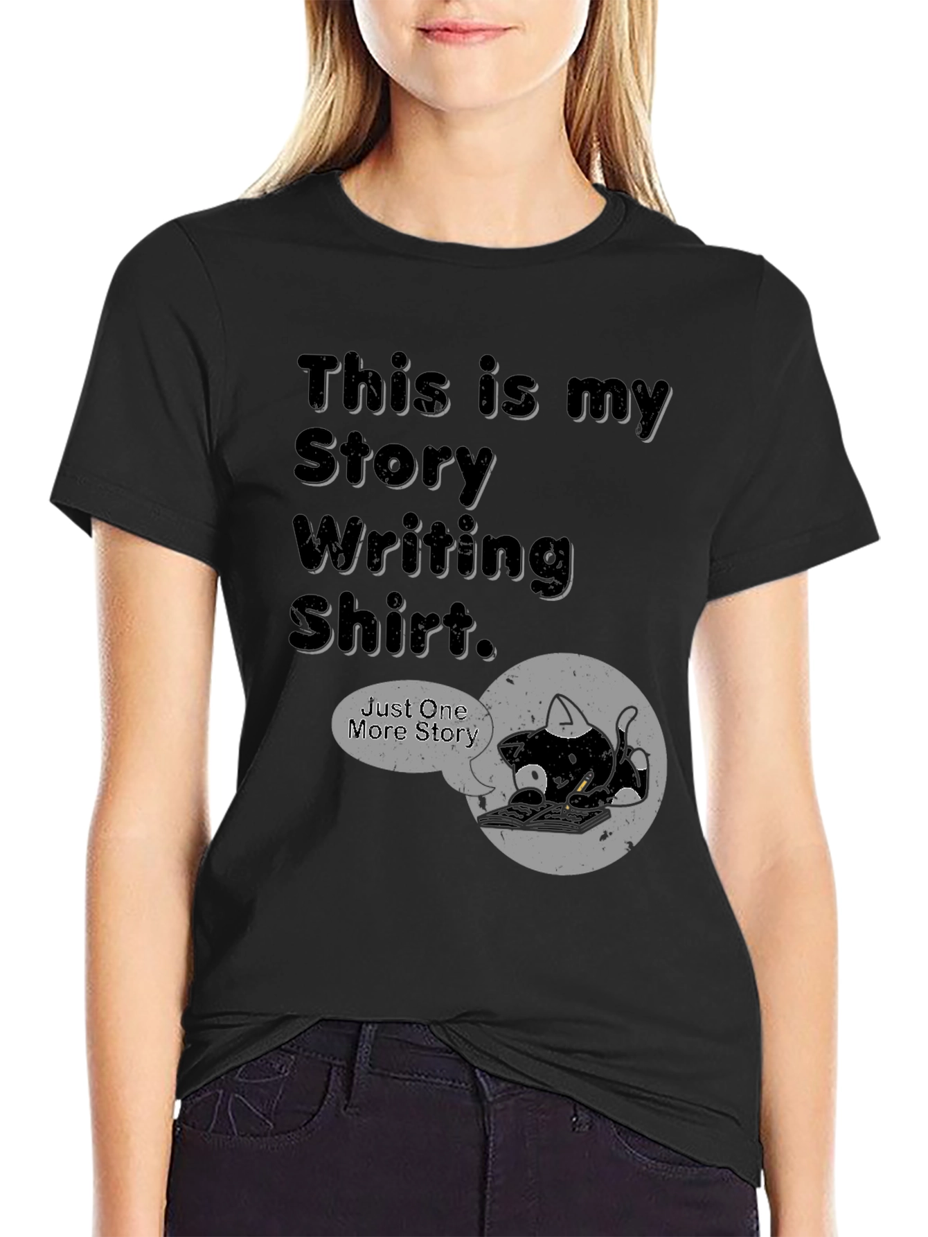 Black Story Writing Shirt - Just One More Story Tee view 2
