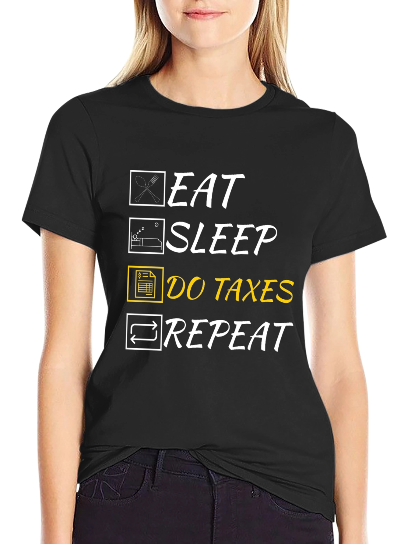 Black Eat Sleep Do Taxes Repeat Graphic T-Shirt view 2