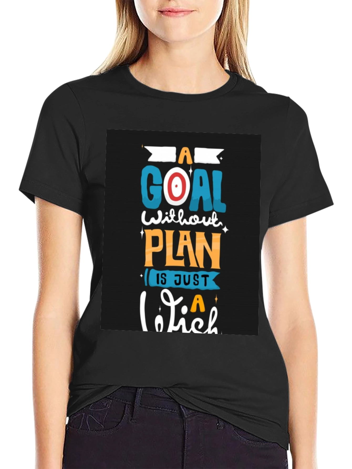 Black Motivational Goal Plan Black T-Shirt view 2